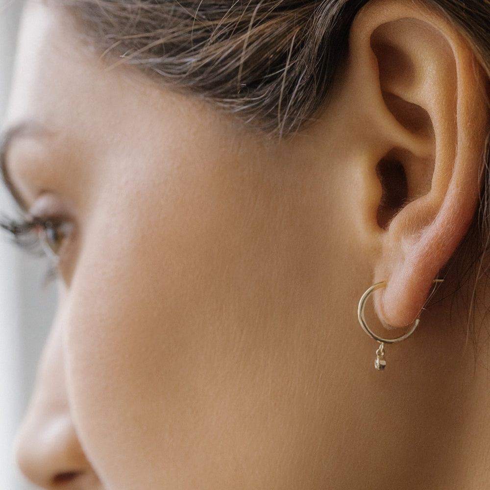 OBFJ1830 - 14K Hoop with Dangling Diamond 4