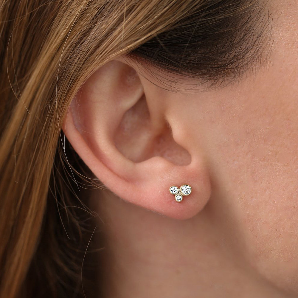 OBFJ0139 - 14K Rose Gold Graduated Diamond Stud Earrings 3