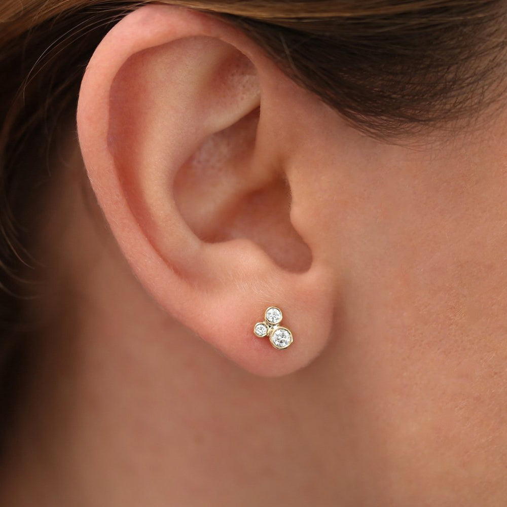 OBFJ0139 - 14K Rose Gold Graduated Diamond Stud Earrings 2