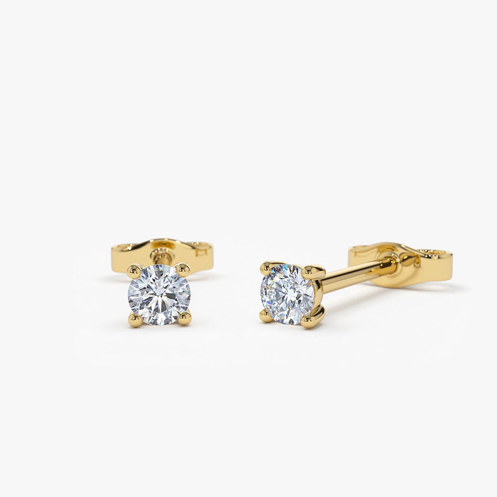 OBFJ1977 - 14k Prong Setting Round Diamond Studs 1