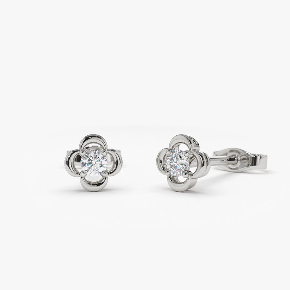 OBFJ2007 - 14k  Diamond Clover Earrings 5