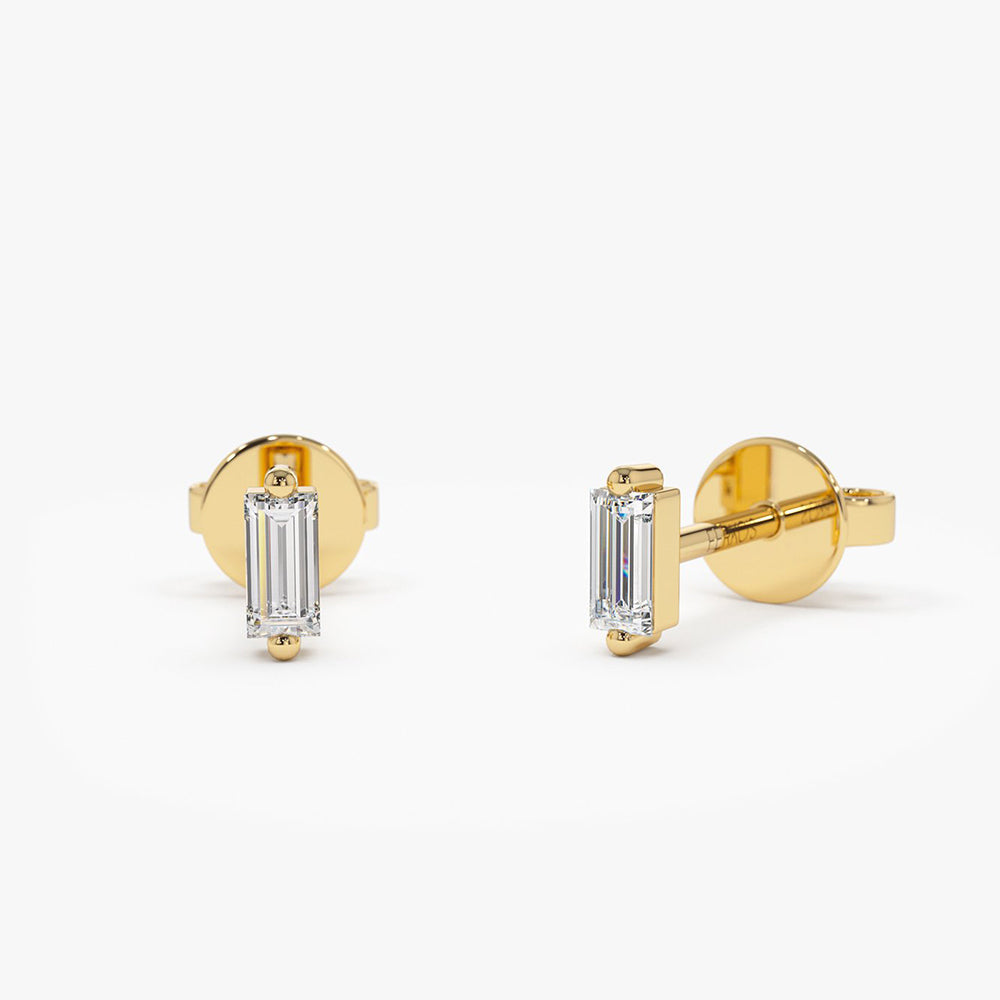 OBFJ2033 - 14k Mini Baguette Diamond Studs 1
