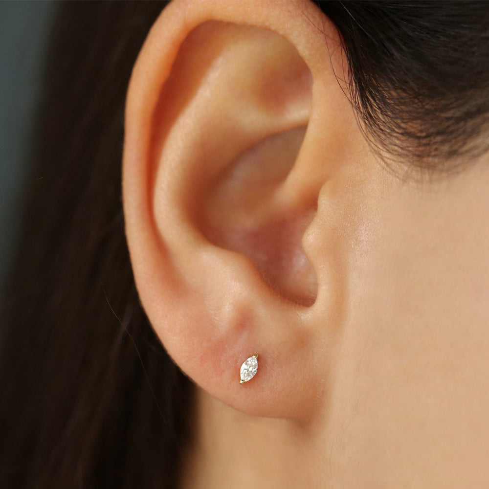 OBFJ2034 - 14k Mini Marquise Diamond Studs 3
