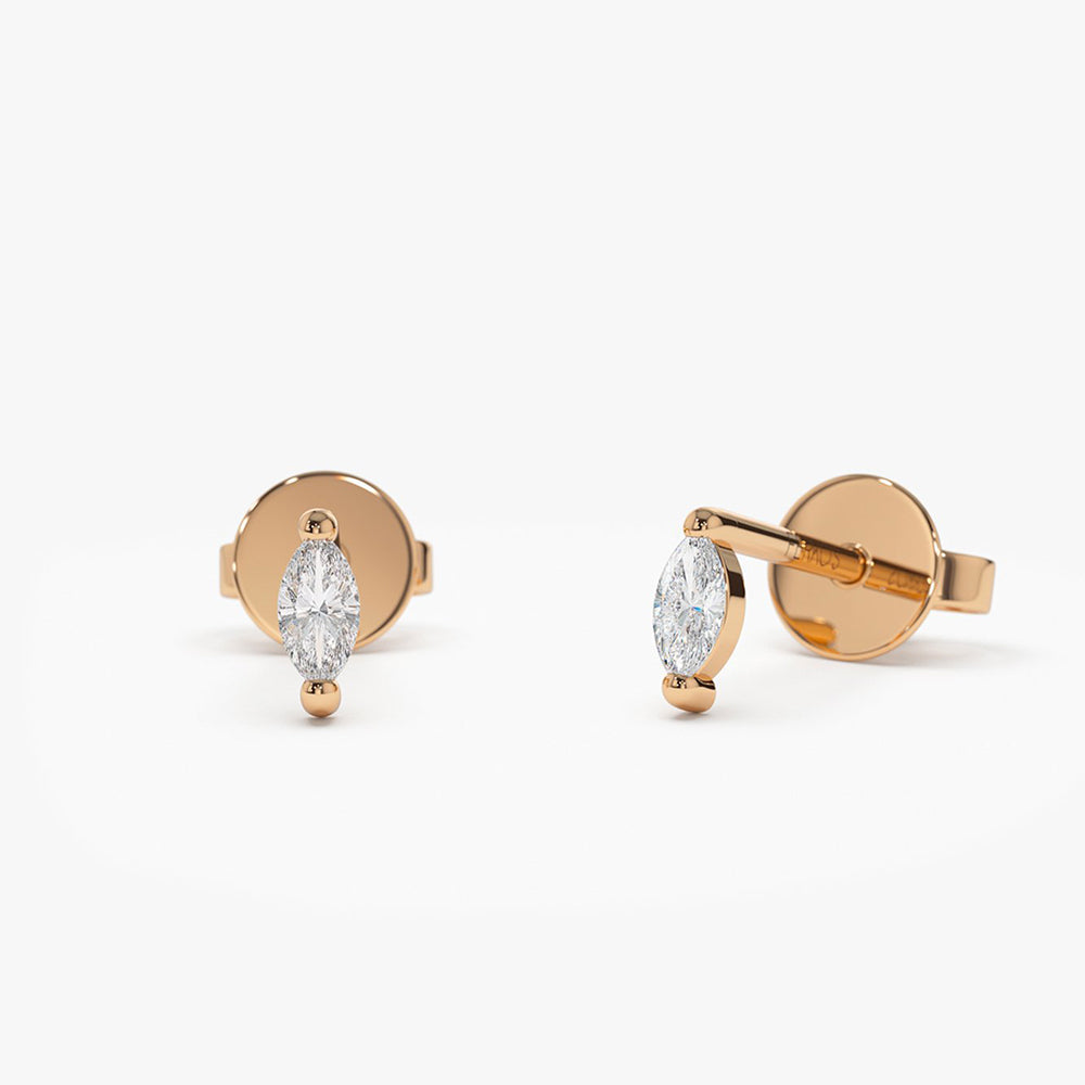 OBFJ2034 - 14k Mini Marquise Diamond Studs 4