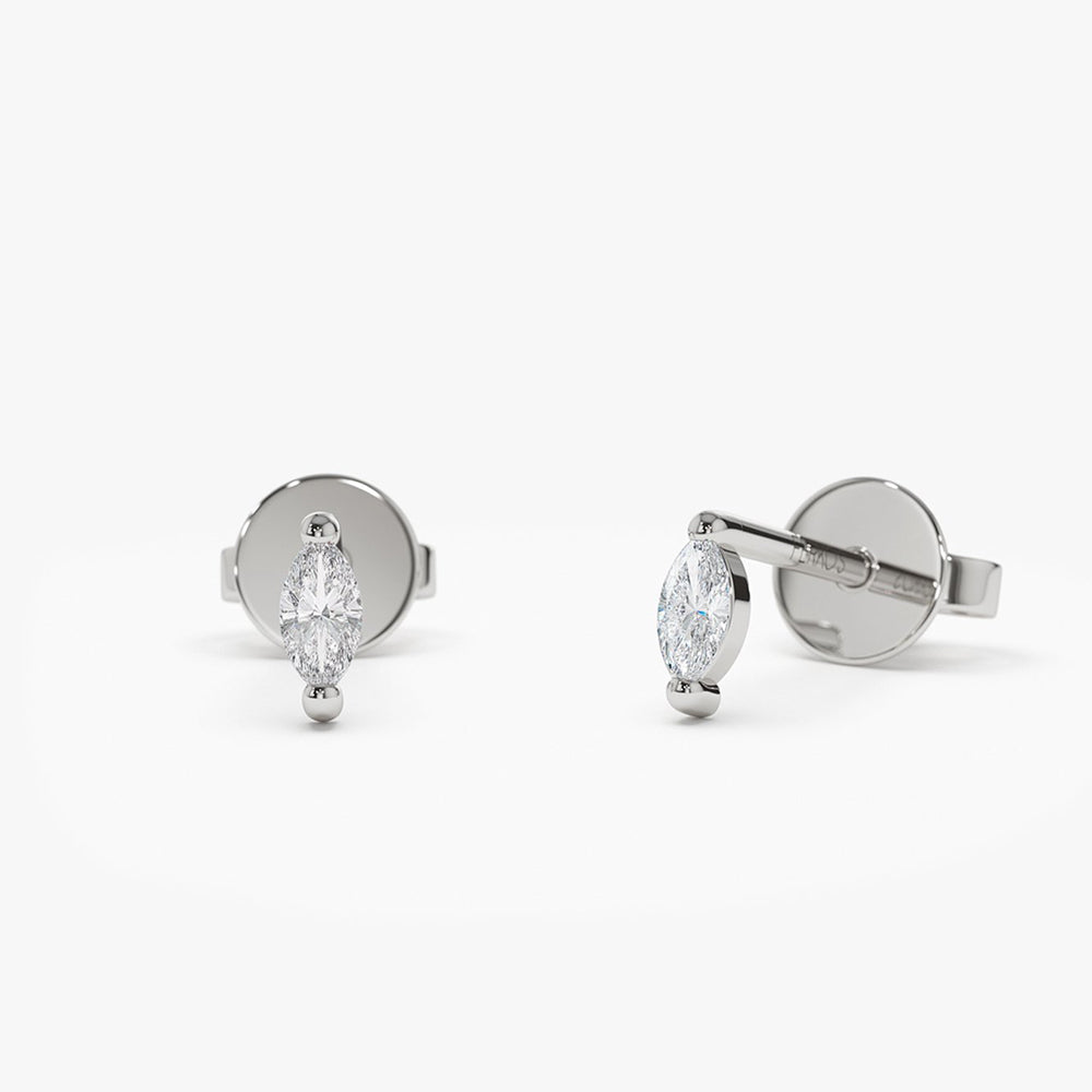 OBFJ2034 - 14k Mini Marquise Diamond Studs 5