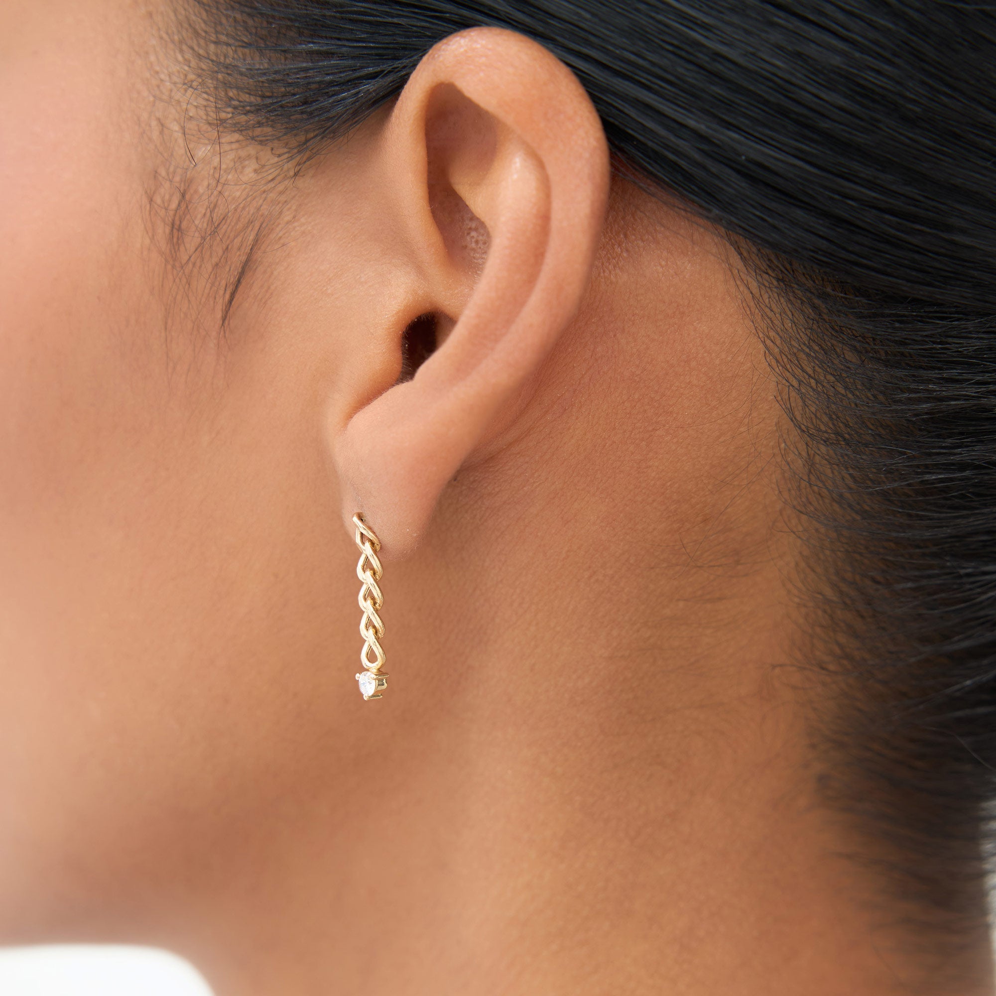 OBFJ2057 - 14k Cuban Link Diamond Earrings 5