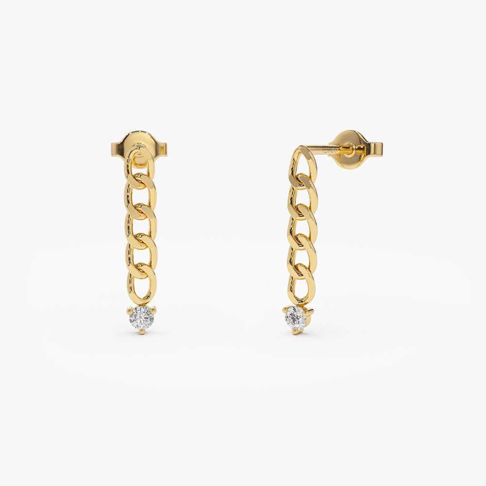 OBFJ2057 - 14k Cuban Link Diamond Earrings 1