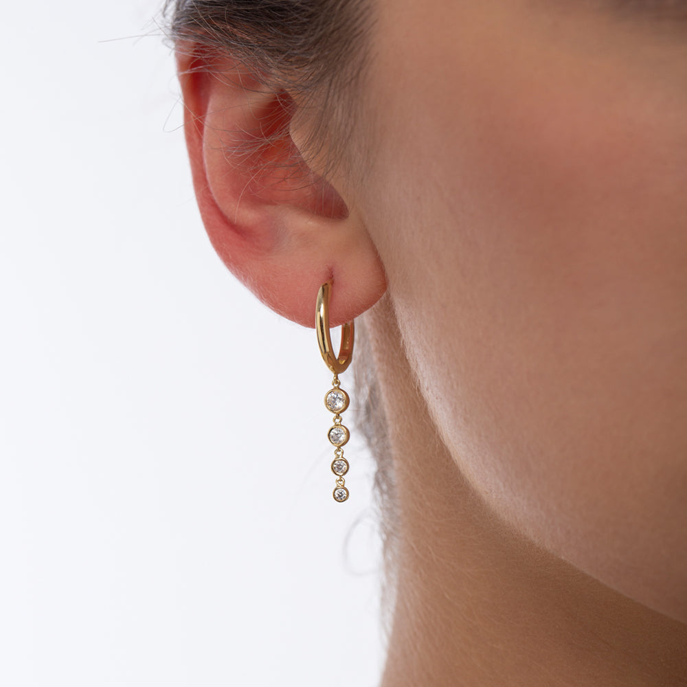 OBFJ0184 - 14k Rose Dangling Diamond Drop Earrings 4
