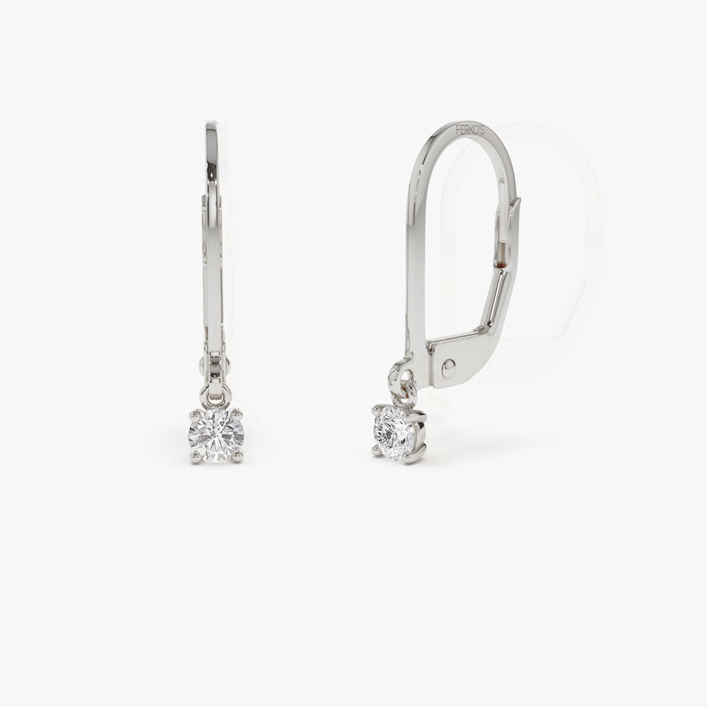 OBFJ2143 - 14k Lever Back Prong Setting Diamond Earrings 5