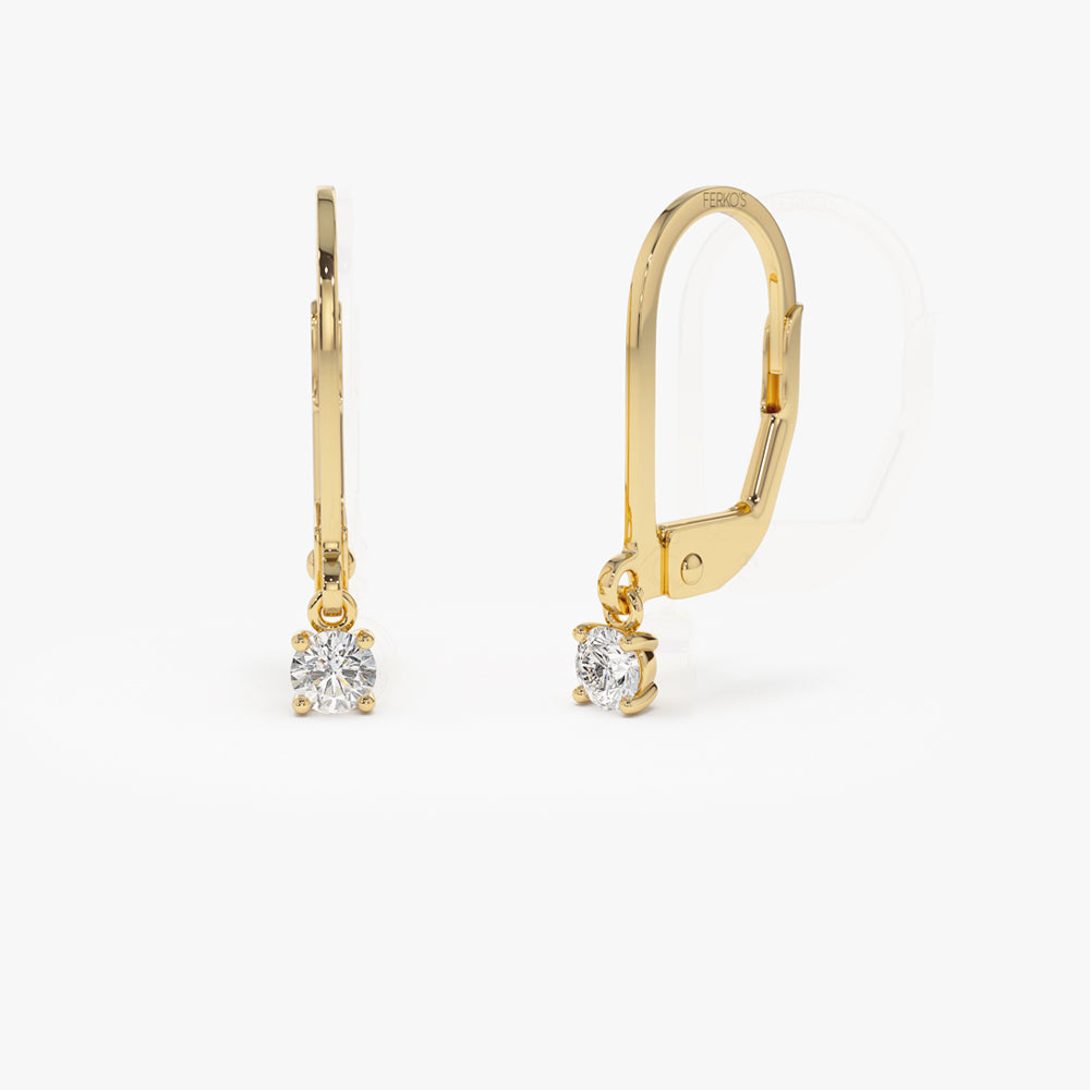OBFJ2143 - 14k Lever Back Prong Setting Diamond Earrings 1