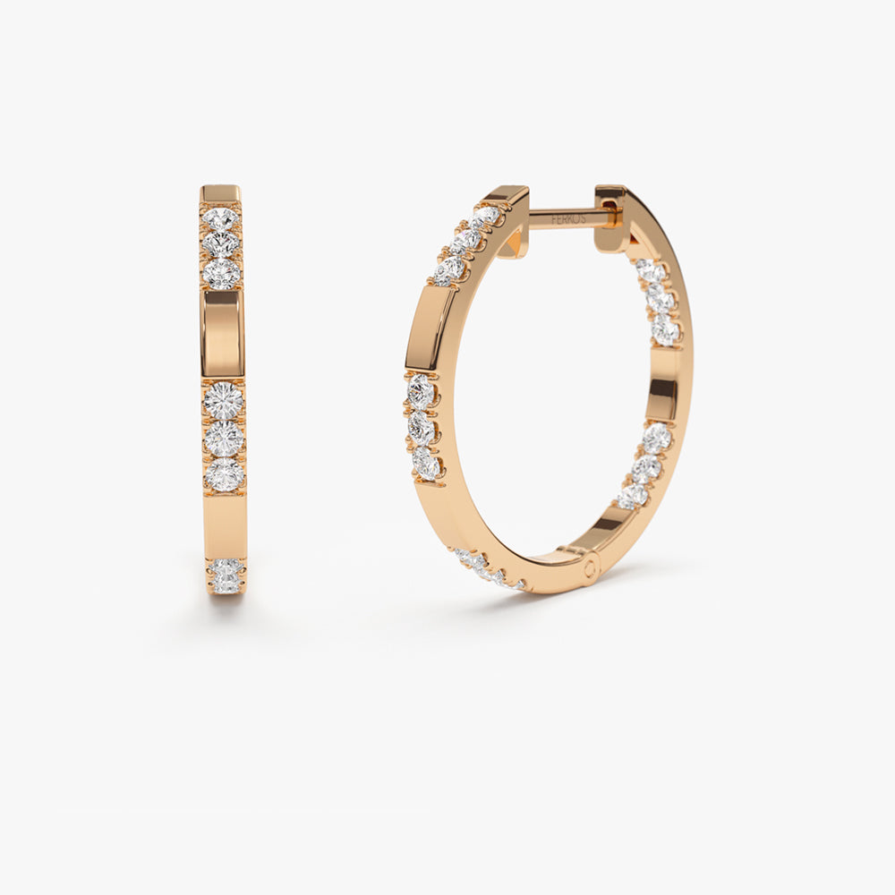 OBFJ2276 - 14k Gold Inside out Diamond Hoop Earrings 6
