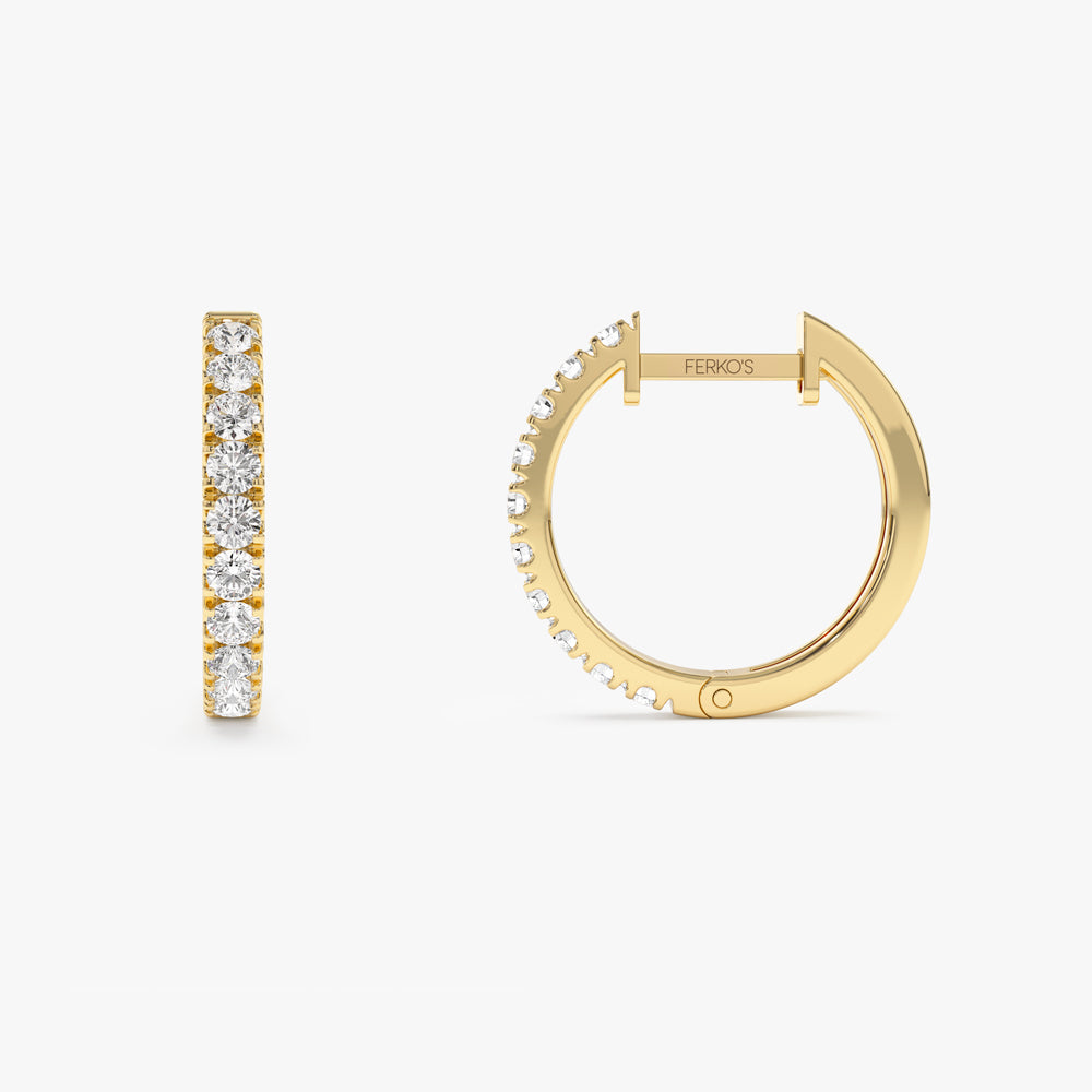 OBFJ1472 - 14k Diamond Huggies Earrings 16MM 7