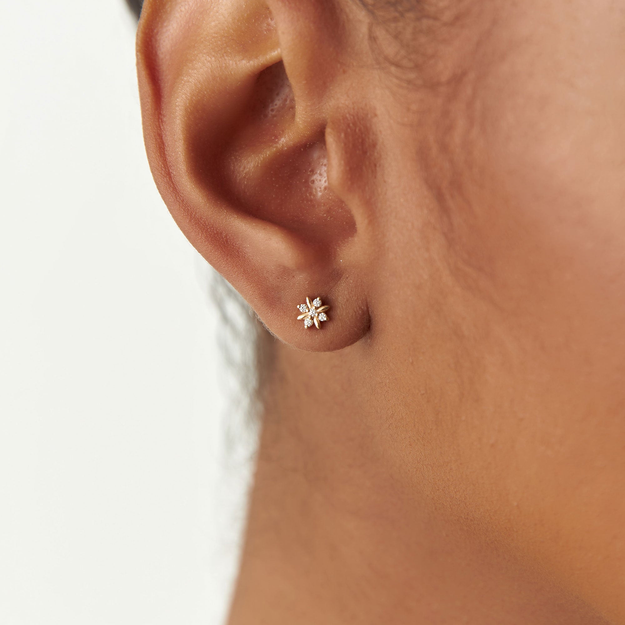 OBFJ1264 - 14k Dainty Crisscross Cluster Diamond Studs 2