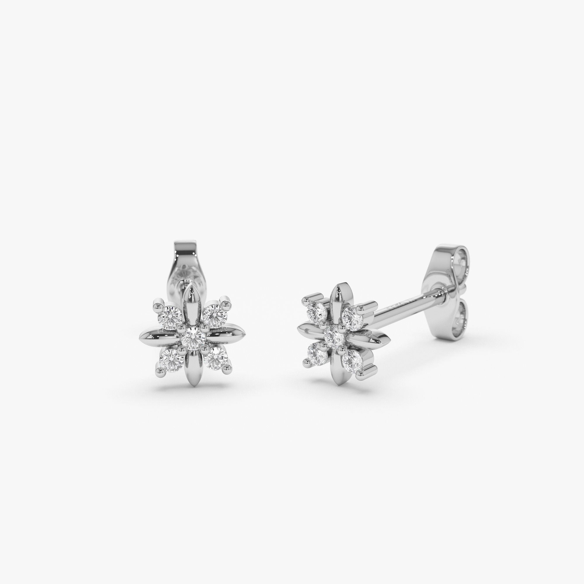 OBFJ1264 - 14k Dainty Crisscross Cluster Diamond Studs 6