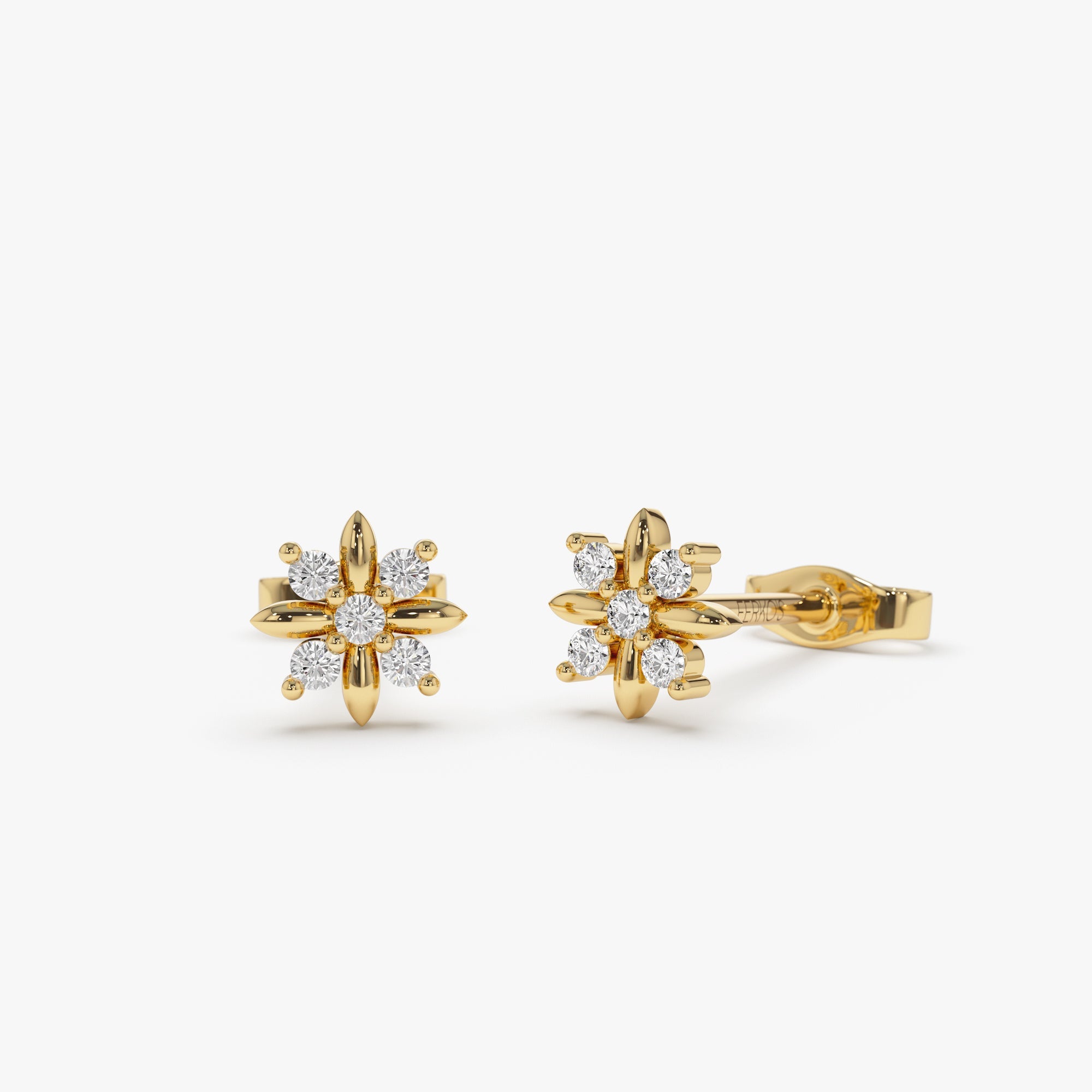 OBFJ1264 - 14k Dainty Crisscross Cluster Diamond Studs 7