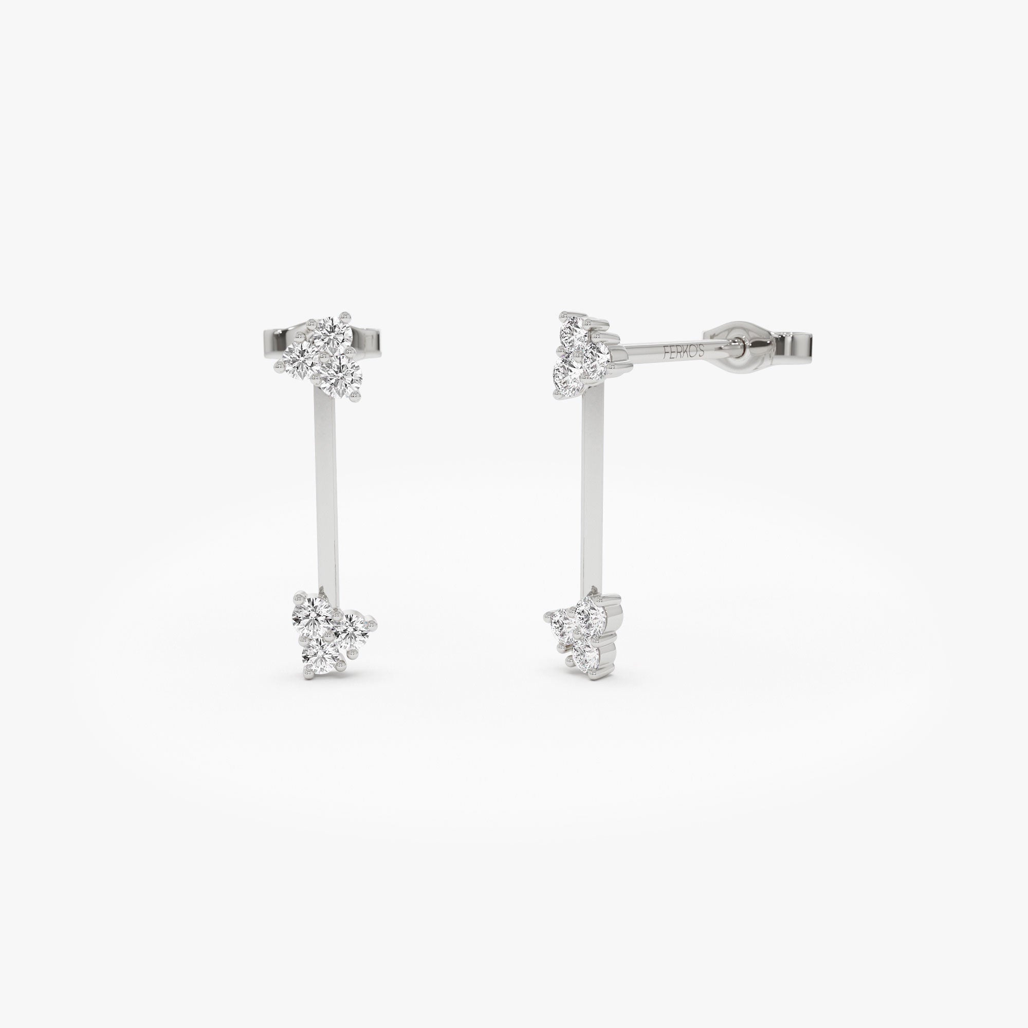 OBFJ1284 - 14k Vertical Bar Diamond Earrings 5