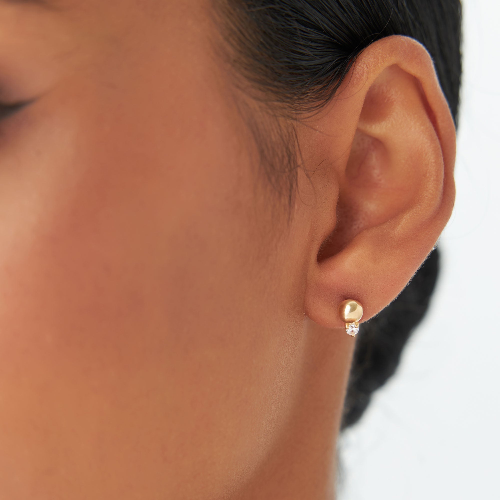 OBFJ0196 - 14K Rose Gold Diamond Ball Studs 2