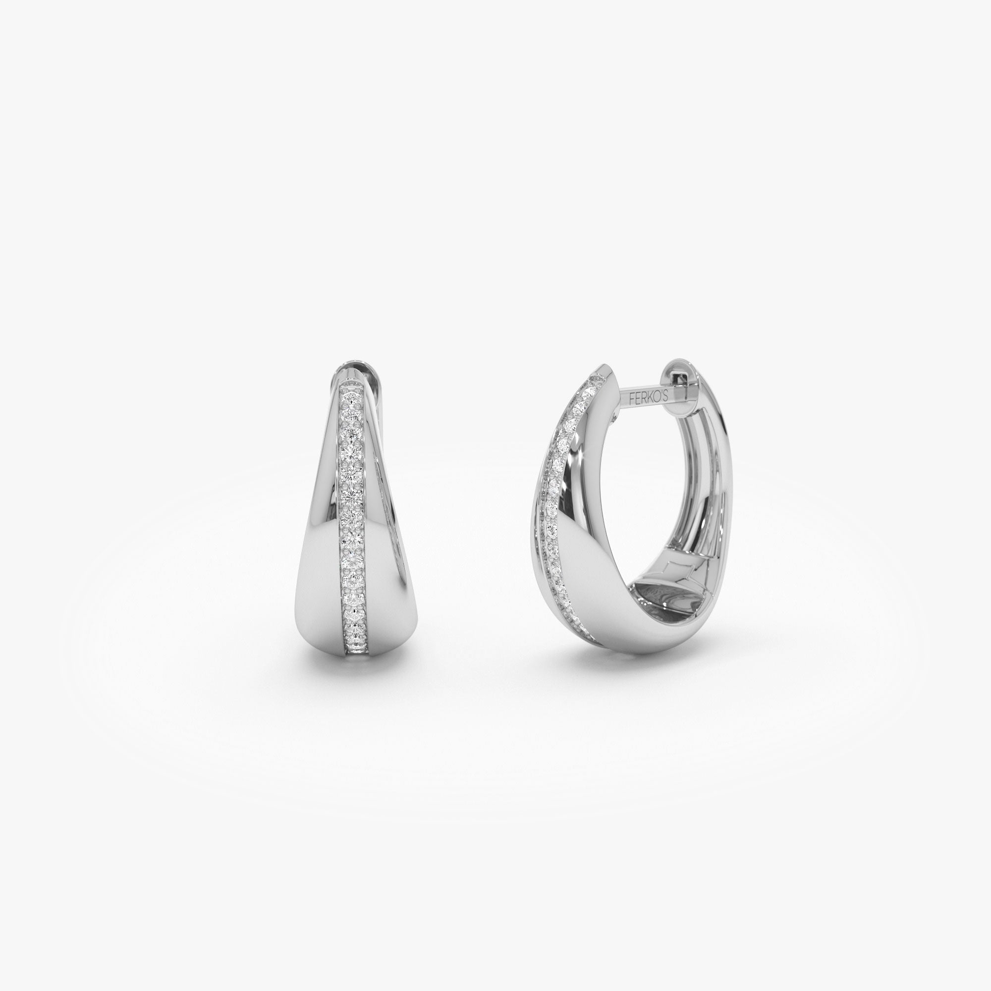 OBFJ1121 - 14k Gold Teardrop Diamond Hoop Earrings 5