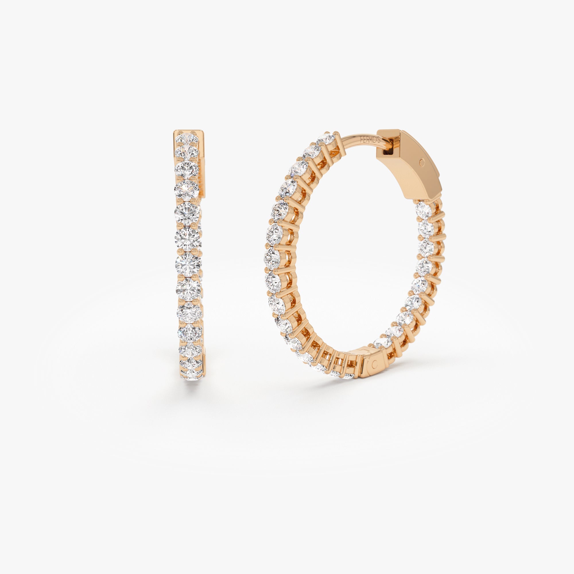 OBFJ0992 - 14Kt 21.5MM Inside Out Diamond Hoops 6
