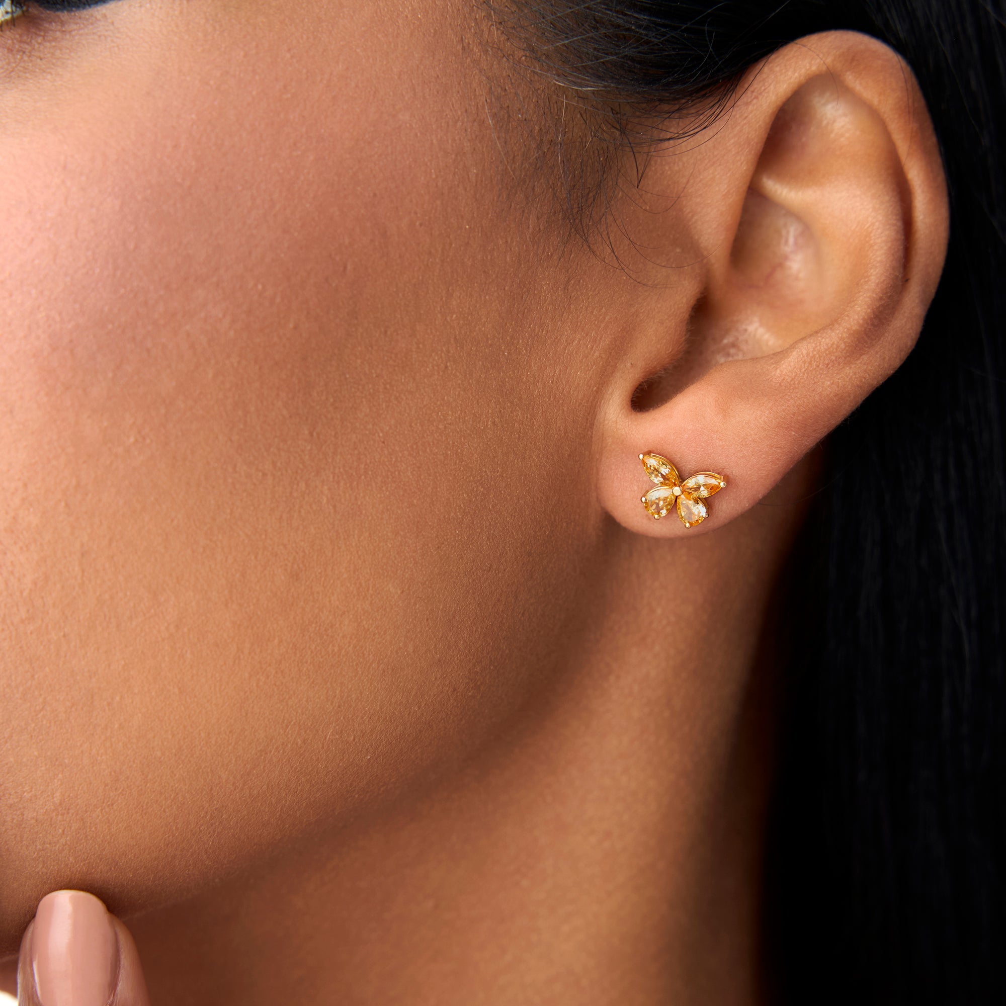 OBFJ0791 - 14K Citrine Butterfly Stud Earrings 4