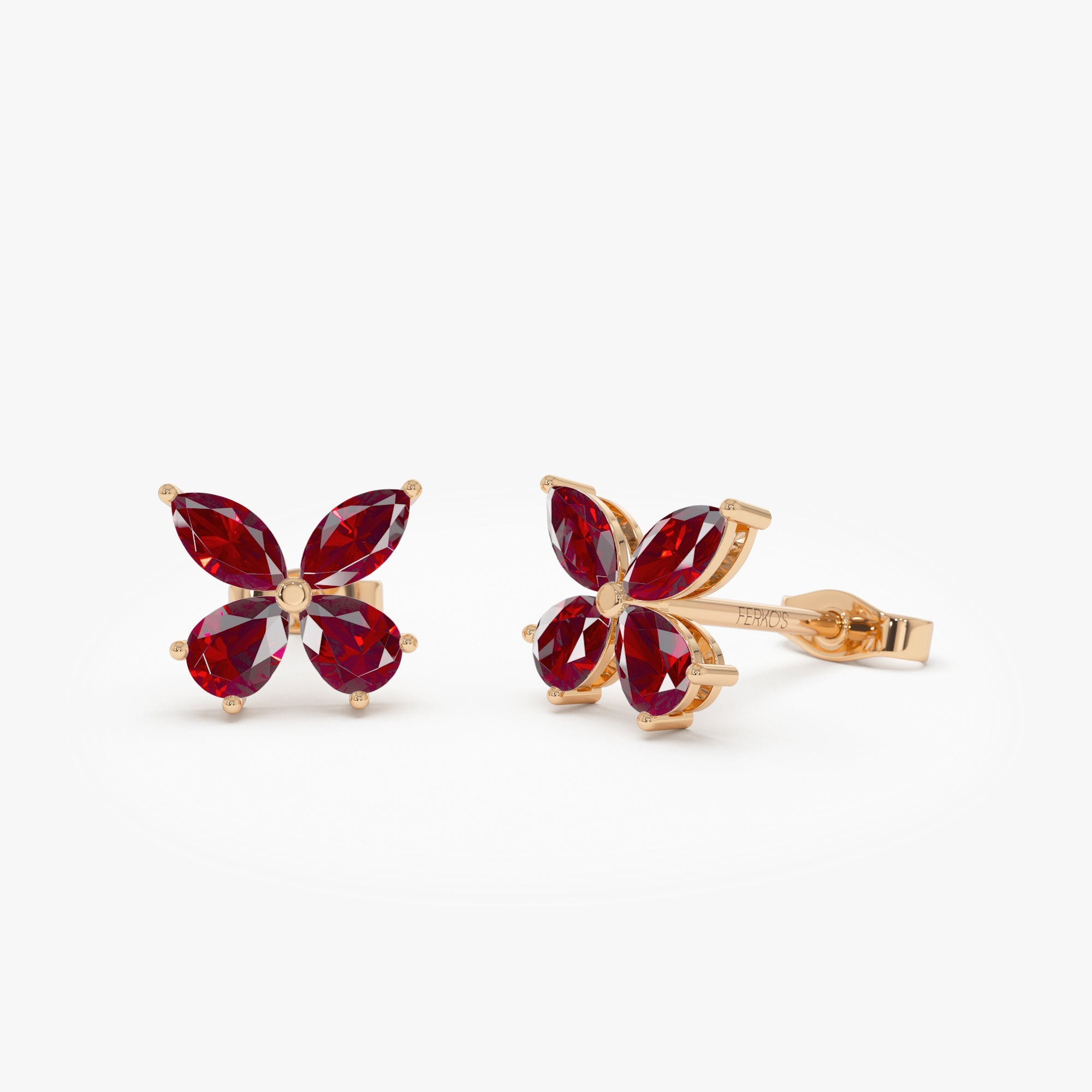 OBFJ0792 - 14K Garnet Butterfly Stud Earrings 5