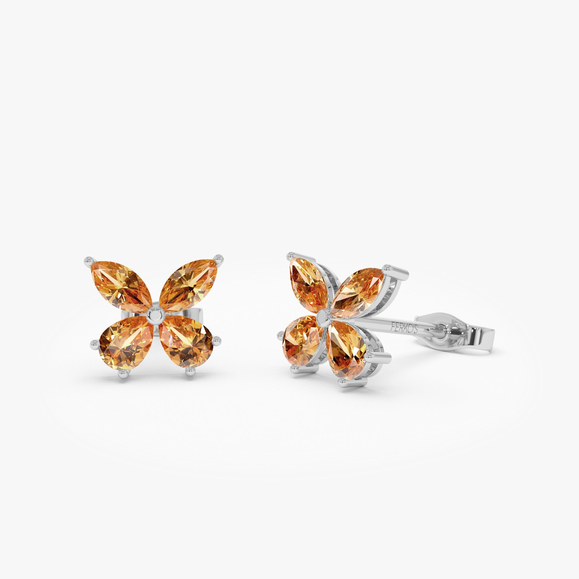 OBFJ0791 - 14K Citrine Butterfly Stud Earrings 6