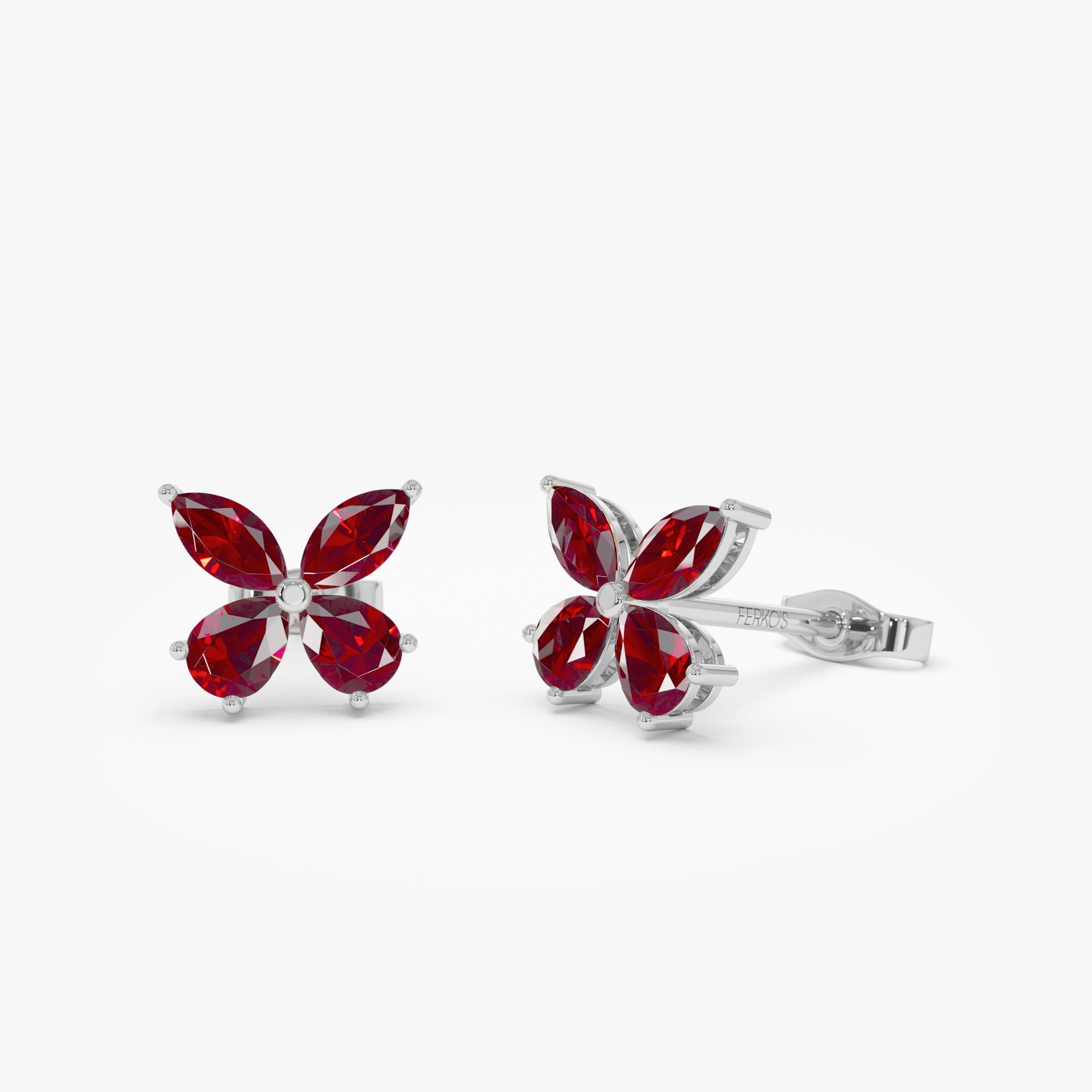 OBFJ0792 - 14K Garnet Butterfly Stud Earrings 6