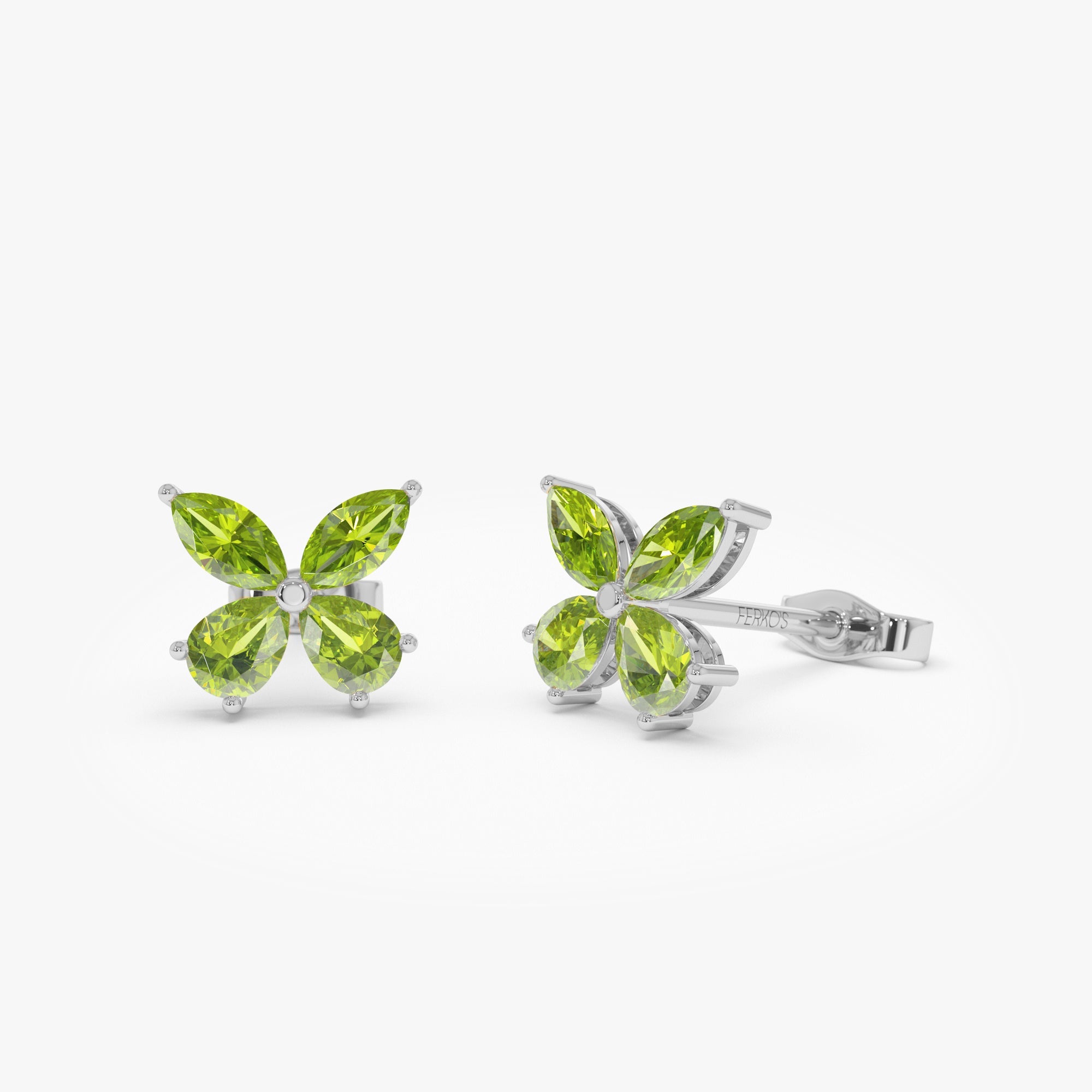 OBFJ0794 - 14K Peridot Butterfly Stud Earrings 6