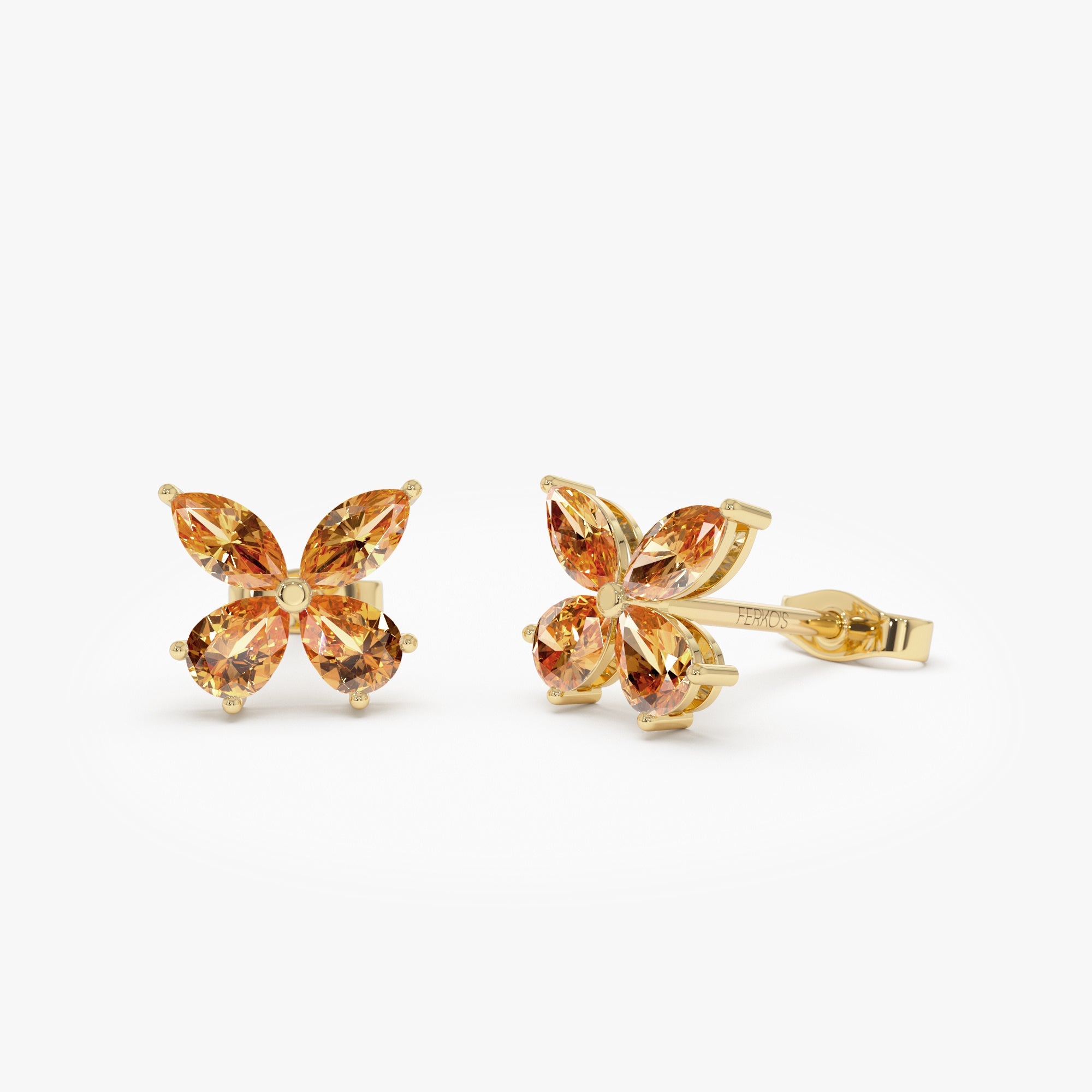 OBFJ0791 - 14K Citrine Butterfly Stud Earrings 1