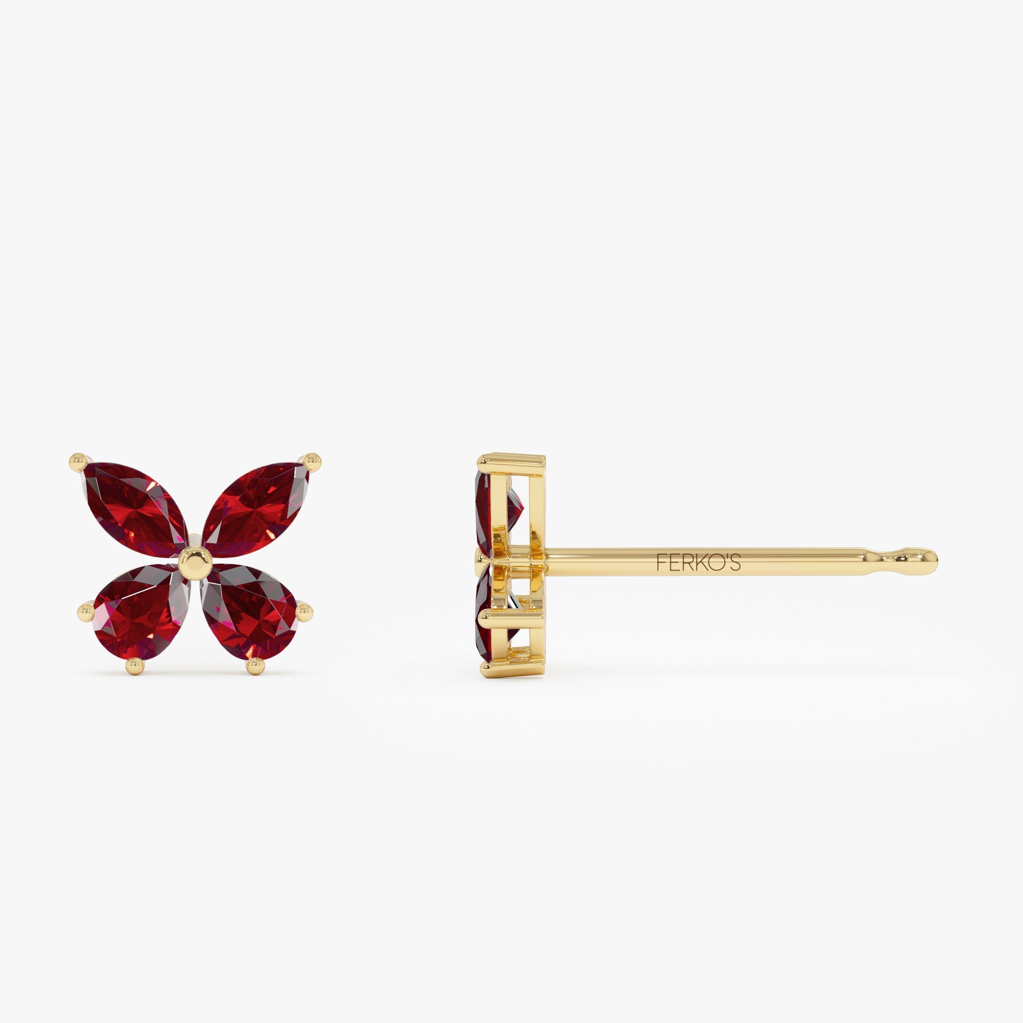 OBFJ0792 - 14K Garnet Butterfly Stud Earrings 7
