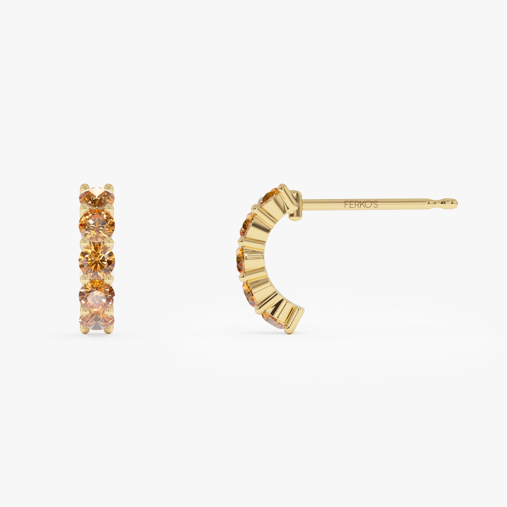 OBFJ0494 - 14K Prong Set Citrine Half Hoops 6