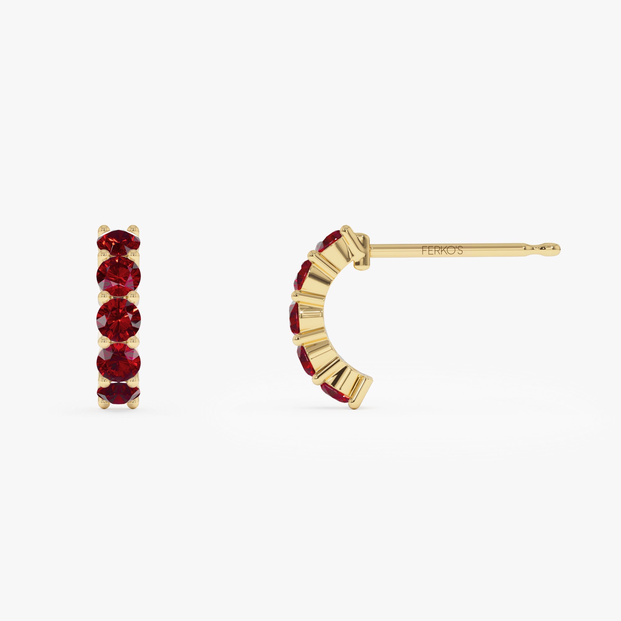 OBFJ0493 - 14K Prong Set Garnet Half Hoops 7
