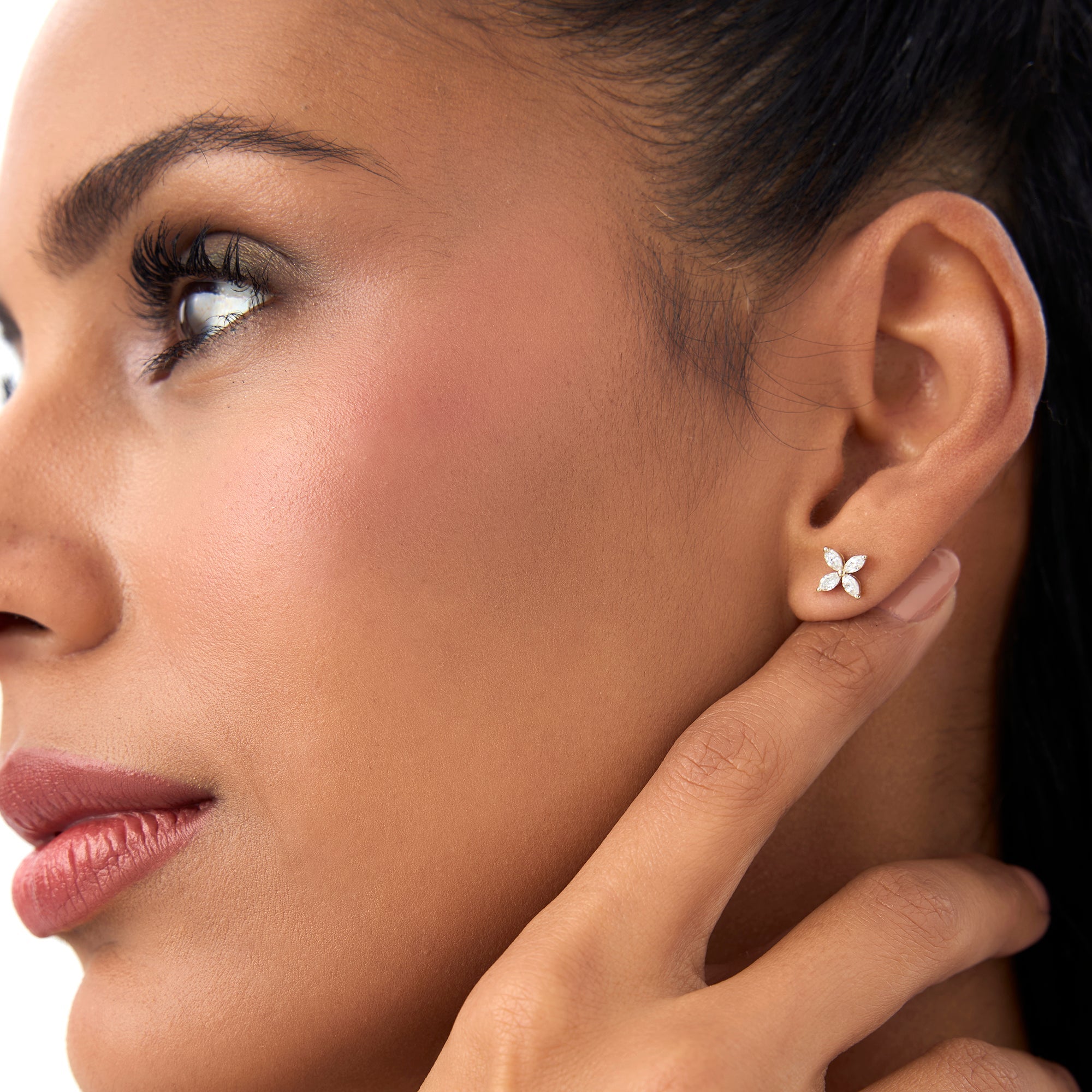 OBFJ0638 - 14k Marquise Diamond Cluster Studs 2