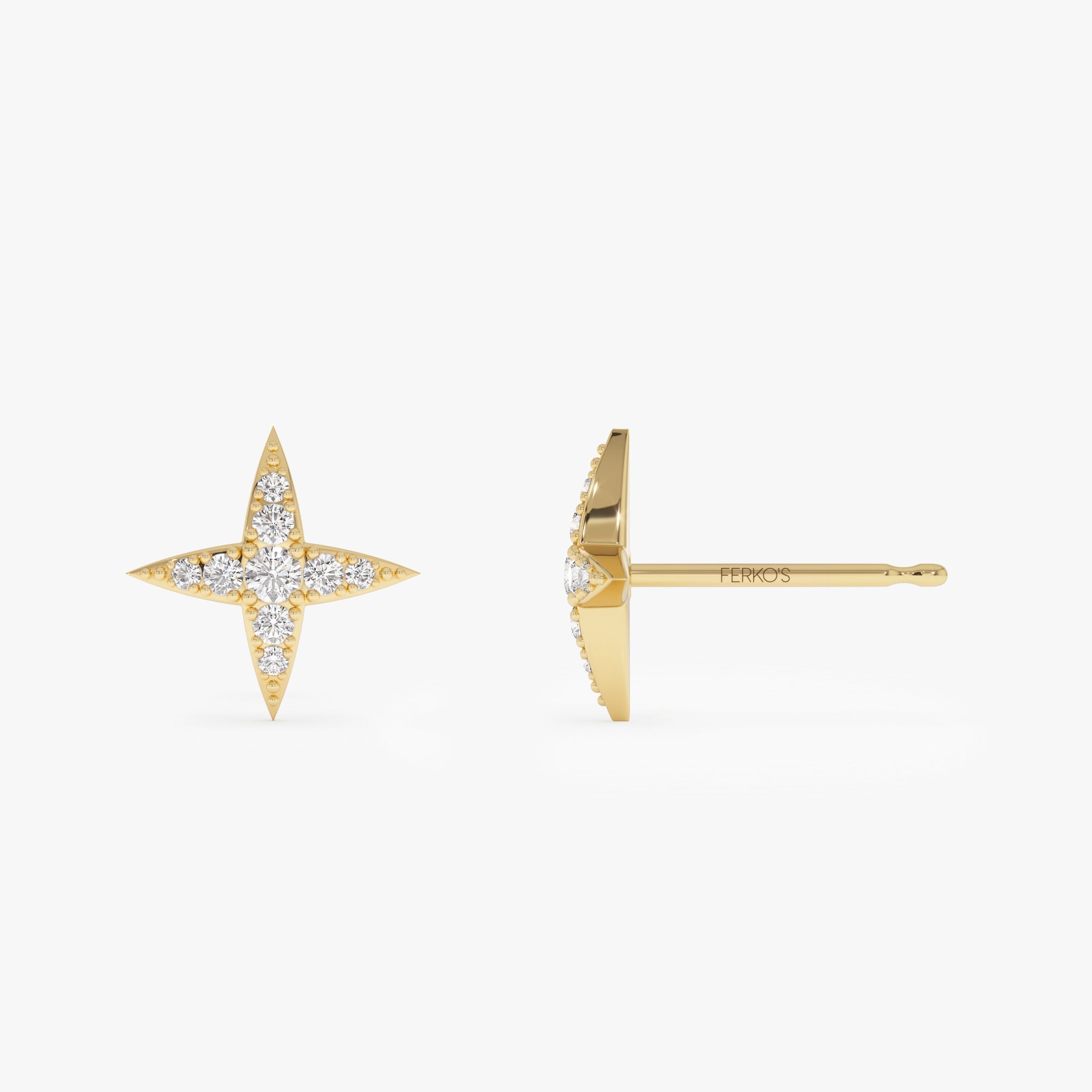 OBFJ0667 - 14k Diamond Cluster Star Stud Earrings 7
