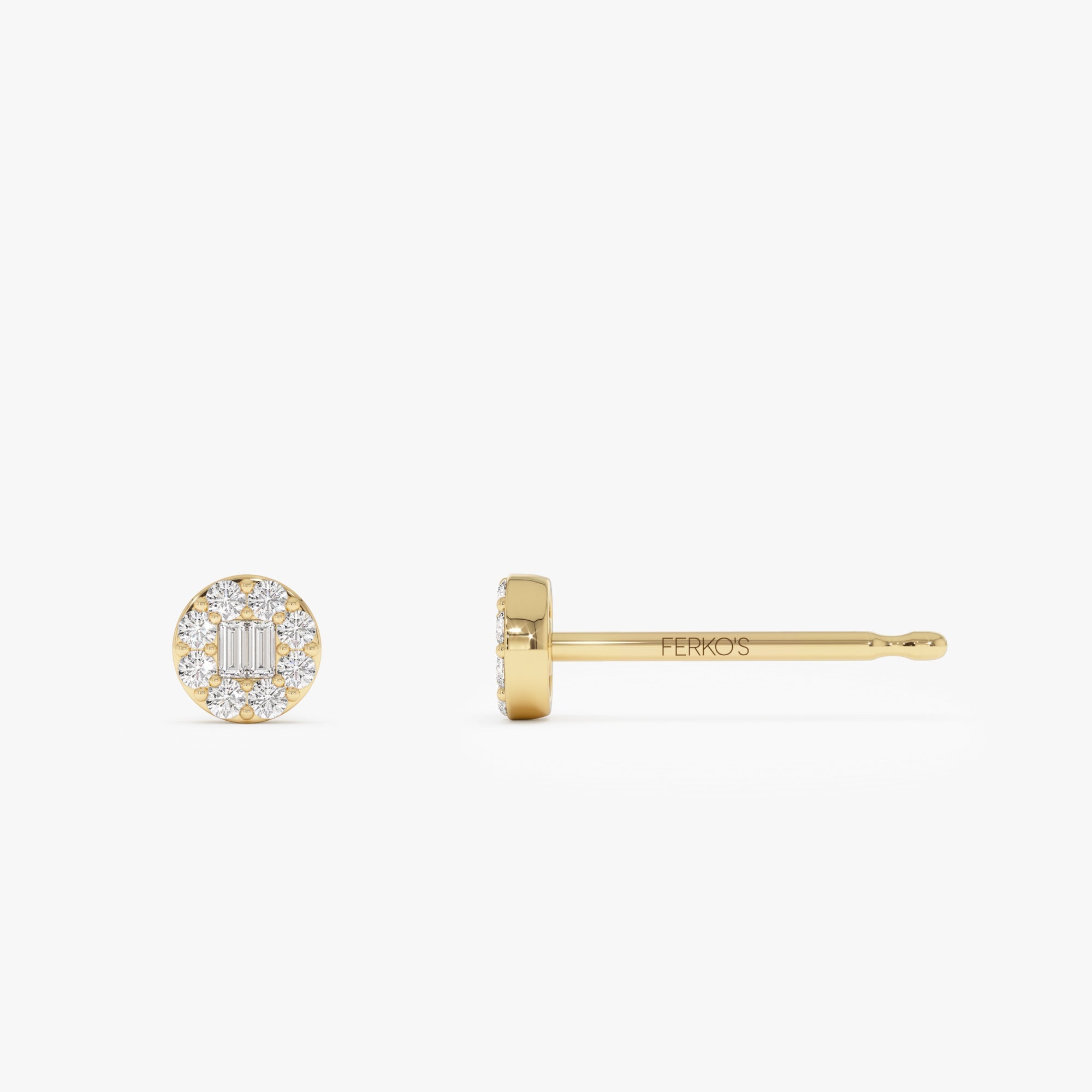 OBFJ0657 - 14k Baguette Diamond Halo Earrings 7