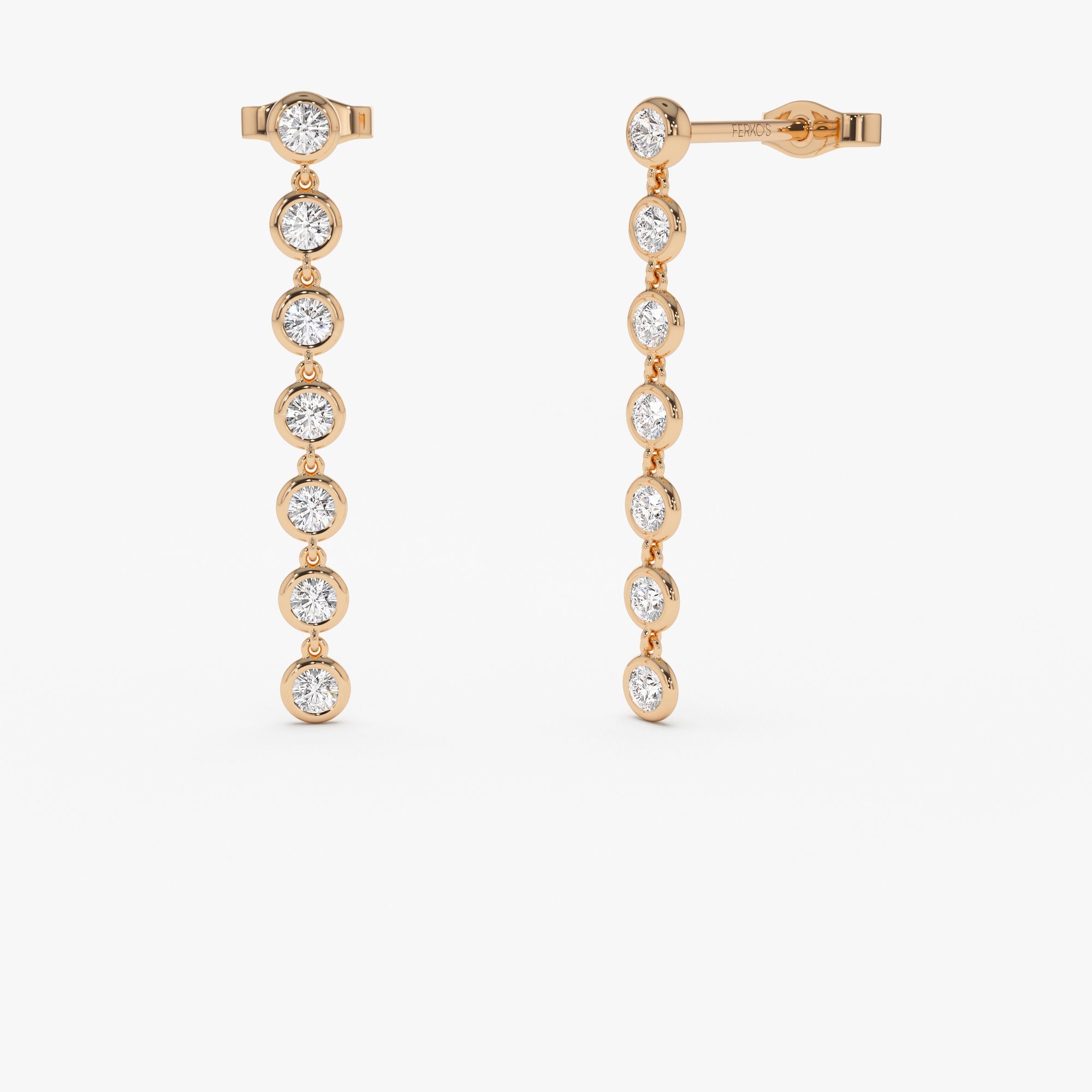OBFJ0348 - 14k Long Diamond Drop Earrings 3