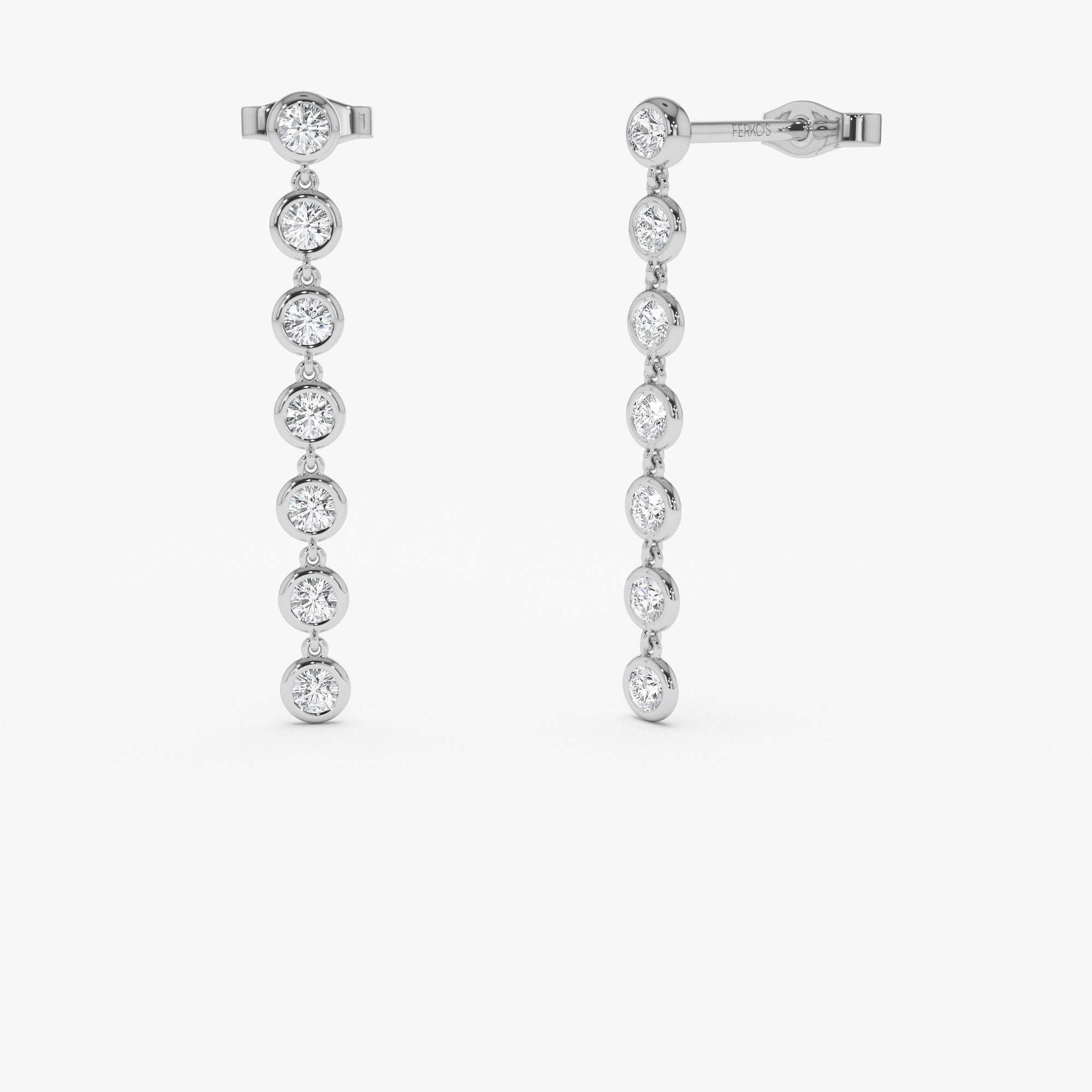 OBFJ0348 - 14k Long Diamond Drop Earrings 4