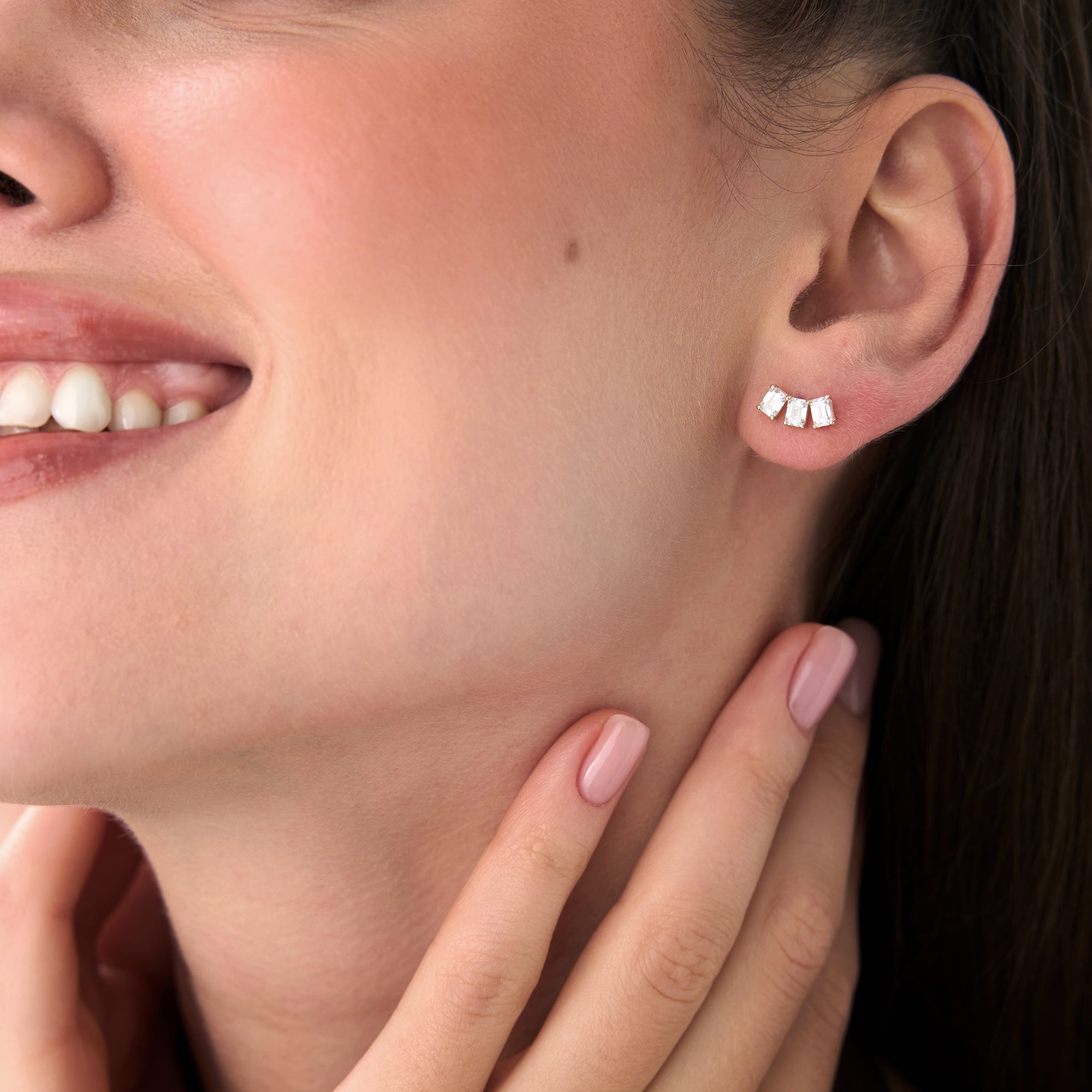 OBFJ0579 - 1.20 Ctw Lab Grown Emerald Cut Diamond Stud Earrings - Alba 3