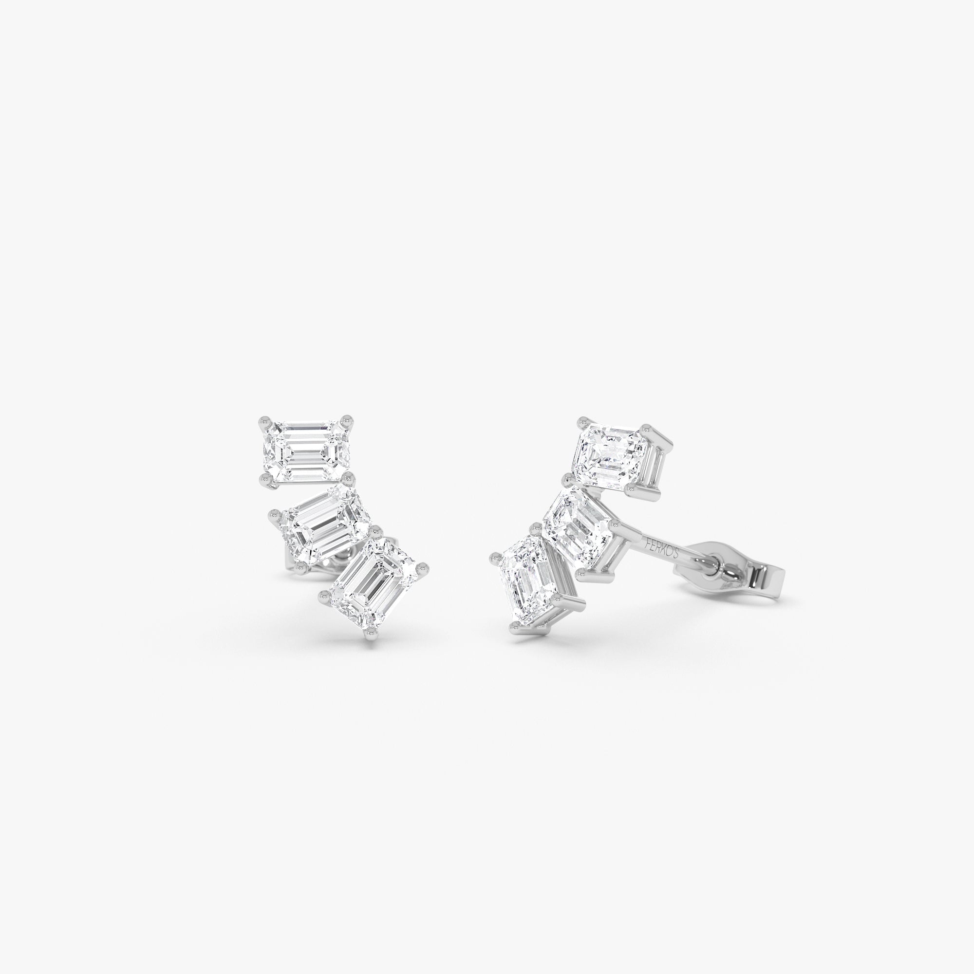 OBFJ0579 - 1.20 Ctw Lab Grown Emerald Cut Diamond Stud Earrings - Alba 5