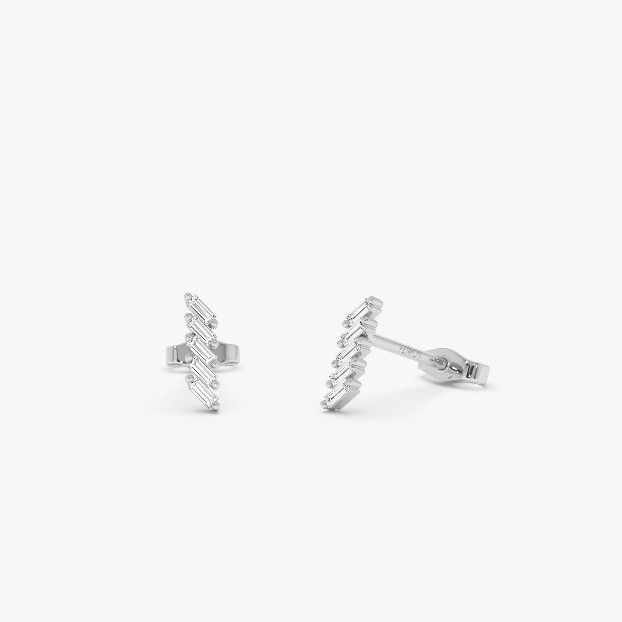 OBFJ0630 - 14k Gold Geometric Baguette Diamond Studs 6