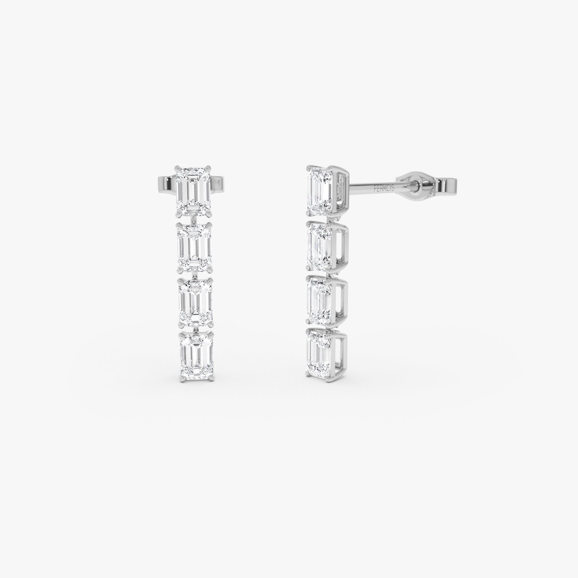 OBFJ0576 - 1.60 Ctw 14k Prong Setting Emerald Cut Lab Grown Diamond Dangling Stud Earrings - Alia 6