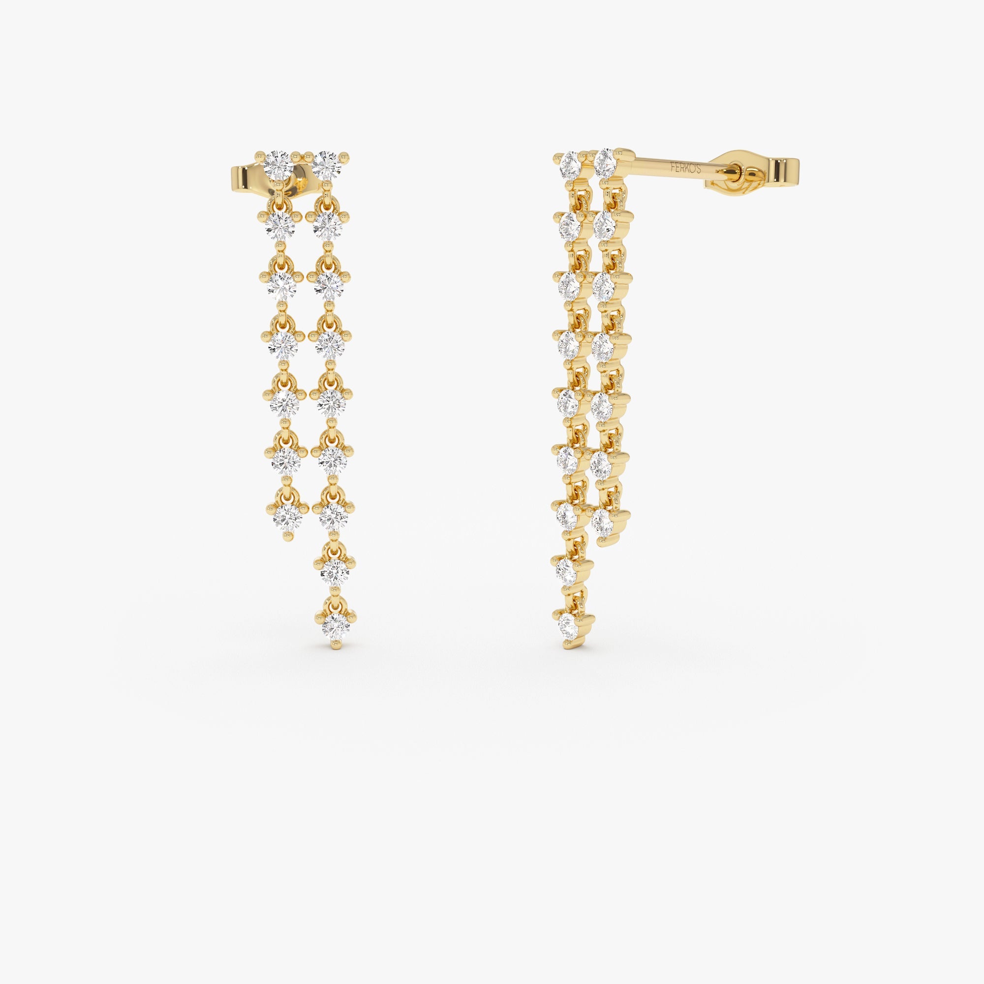 OBFJ0629 - 14k Gold Diamond Chandelier Earrings 1