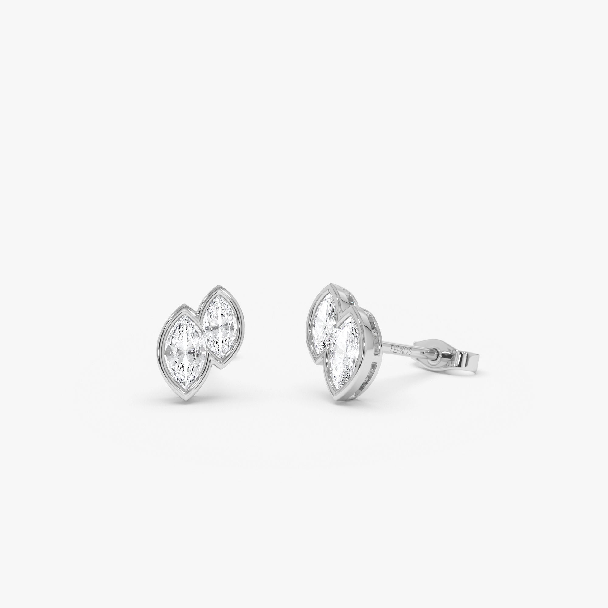 OBFJ0569 - 0.75 ctw 14k Lab Grown Marquise Shaped Diamond Double Bezel Stud Earrings - Gaia 7
