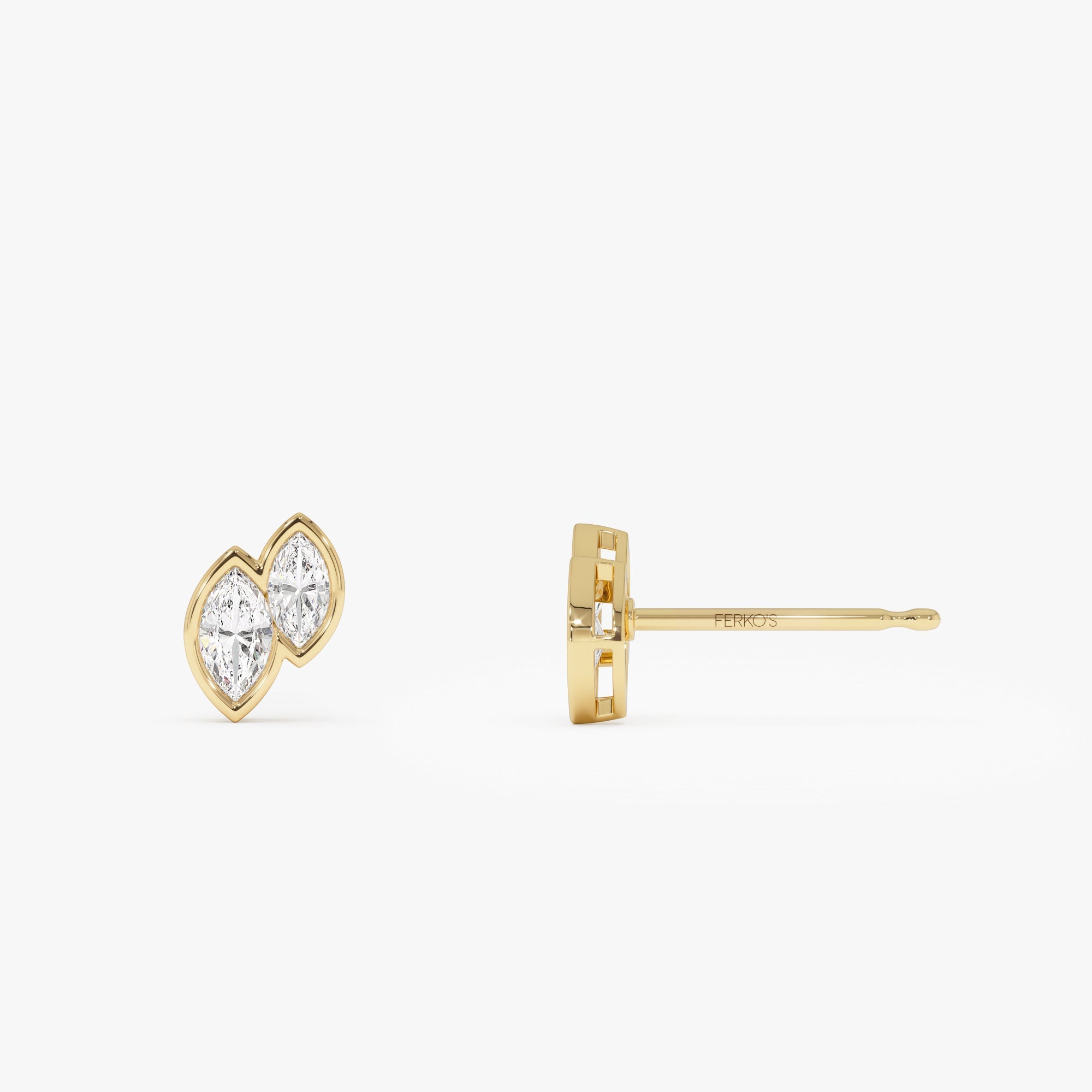 OBFJ0569 - 0.75 ctw 14k Lab Grown Marquise Shaped Diamond Double Bezel Stud Earrings - Gaia 8