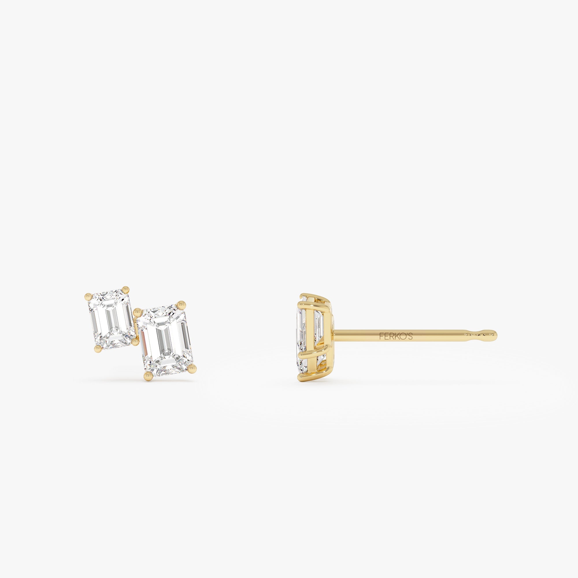 OBFJ0573 - 1.75 ctw 14k Lab Grown Emerald Cut Diamond Double Stud Earrings - Dana 8