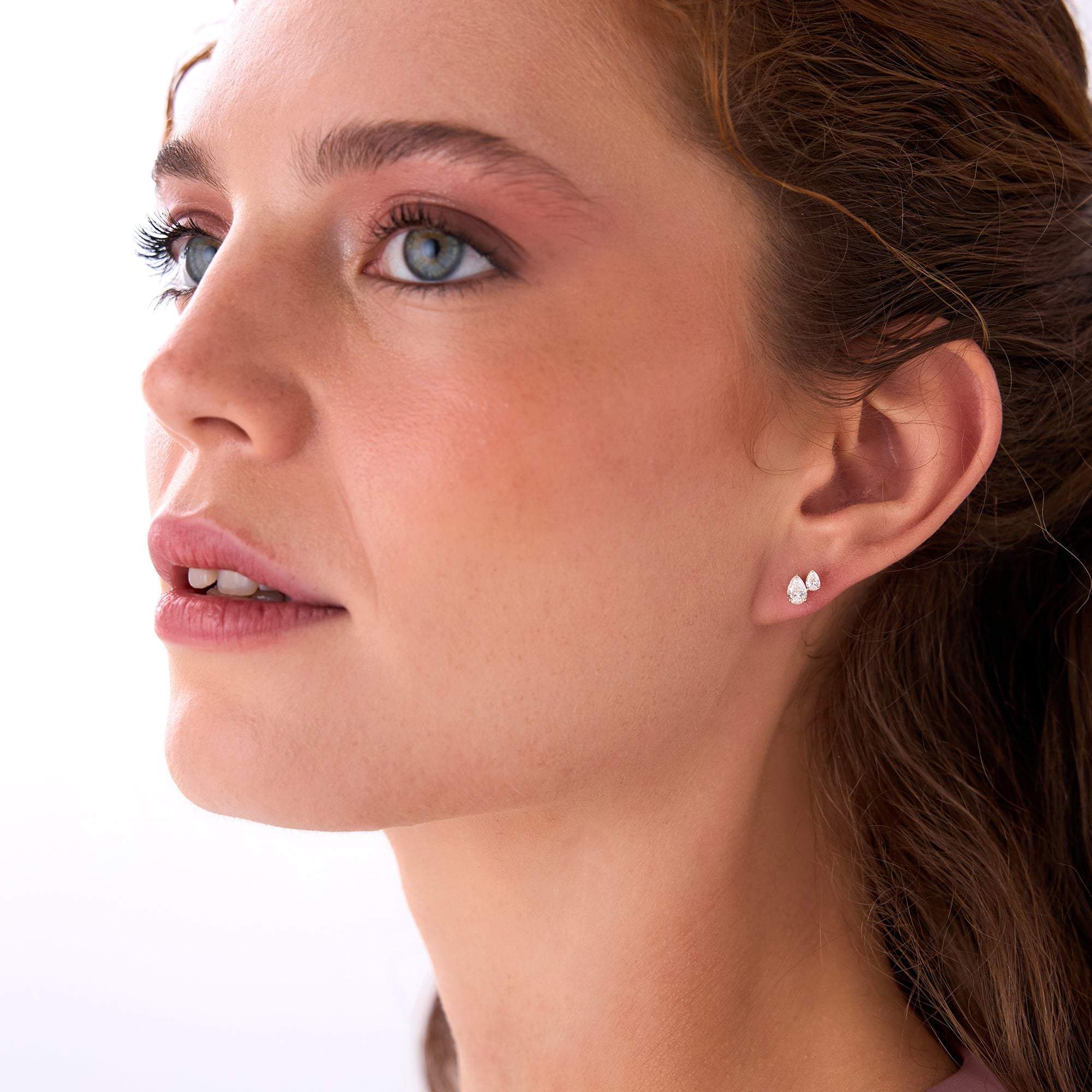 OBFJ0556 - 0.85 Ctw 14k Prong Setting Lab Grown Diamond Double Pear Stud Earrings - Helia 5
