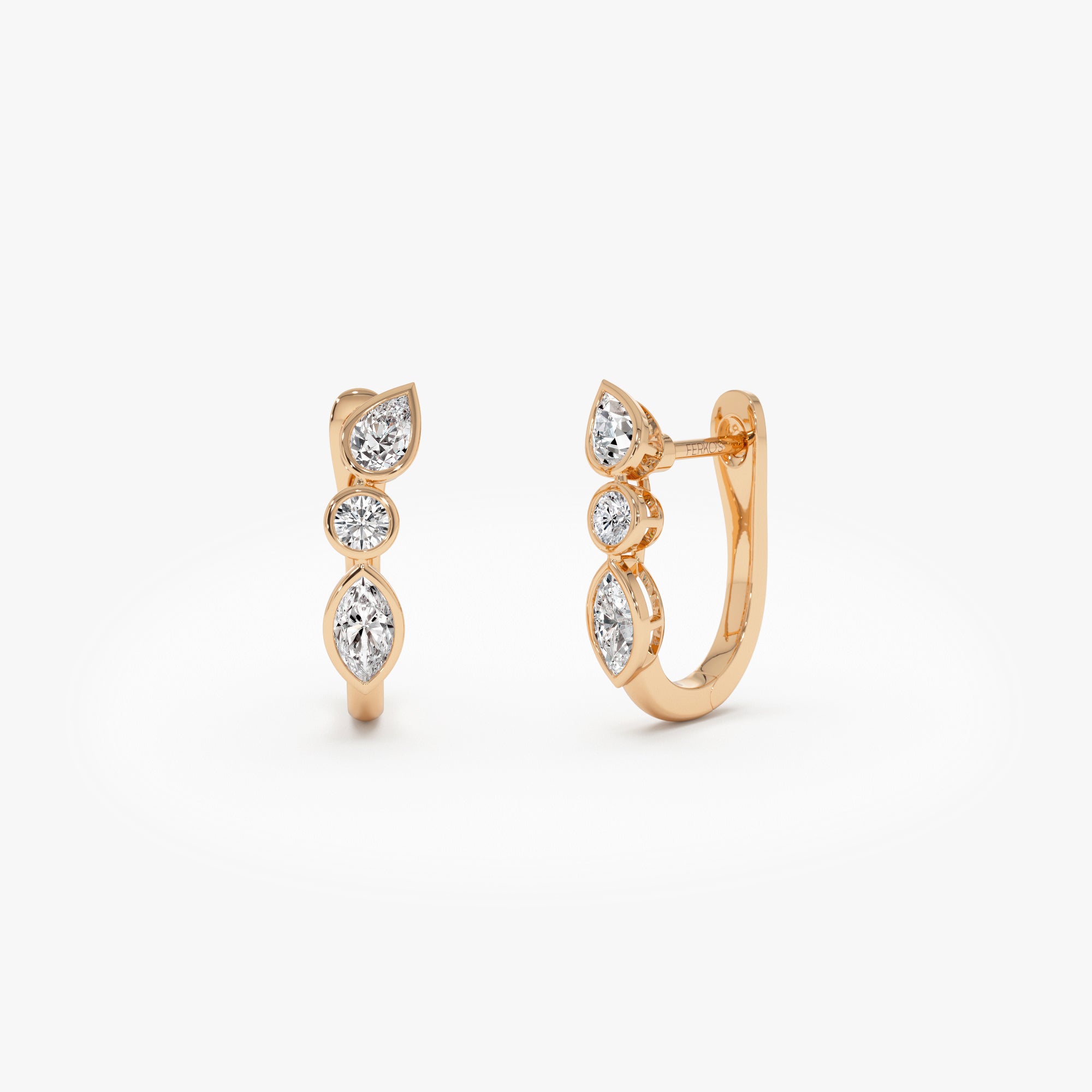 OBFJ0434 - 0.65 ctw 14k Marquise & Round Cut Lab Grown Diamond Hoop Earrings -  Illaria 7