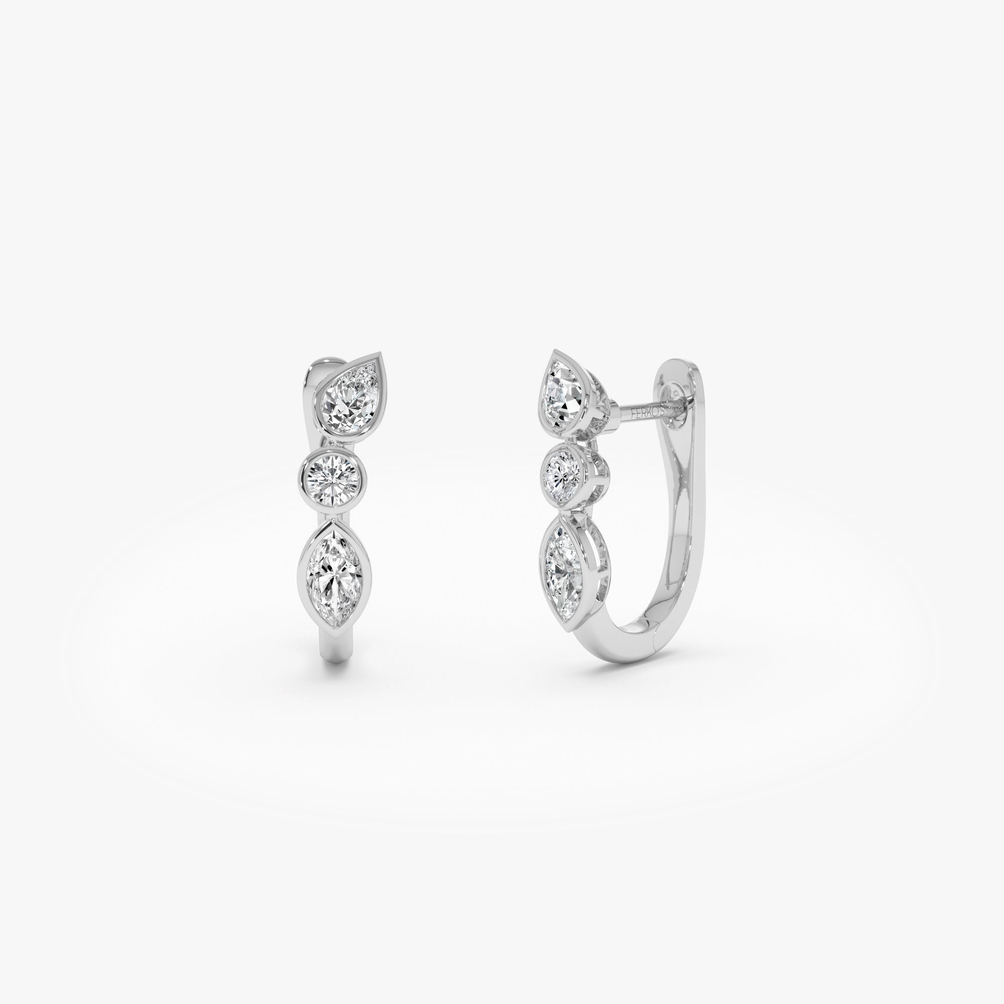 OBFJ0434 - 0.65 ctw 14k Marquise & Round Cut Lab Grown Diamond Hoop Earrings -  Illaria 8
