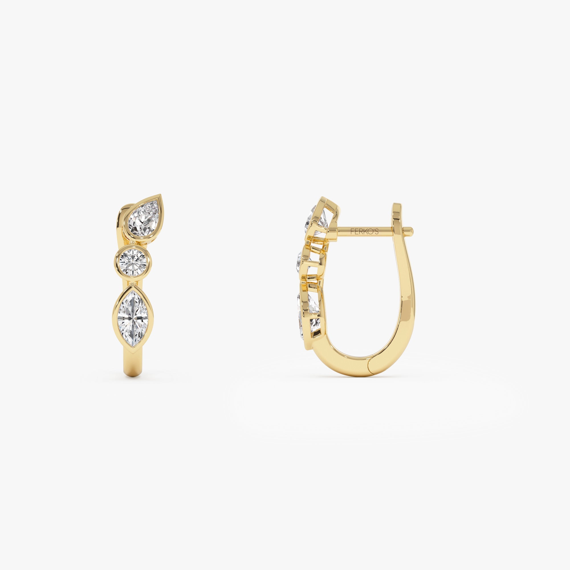 OBFJ0434 - 0.65 ctw 14k Marquise & Round Cut Lab Grown Diamond Hoop Earrings -  Illaria 9