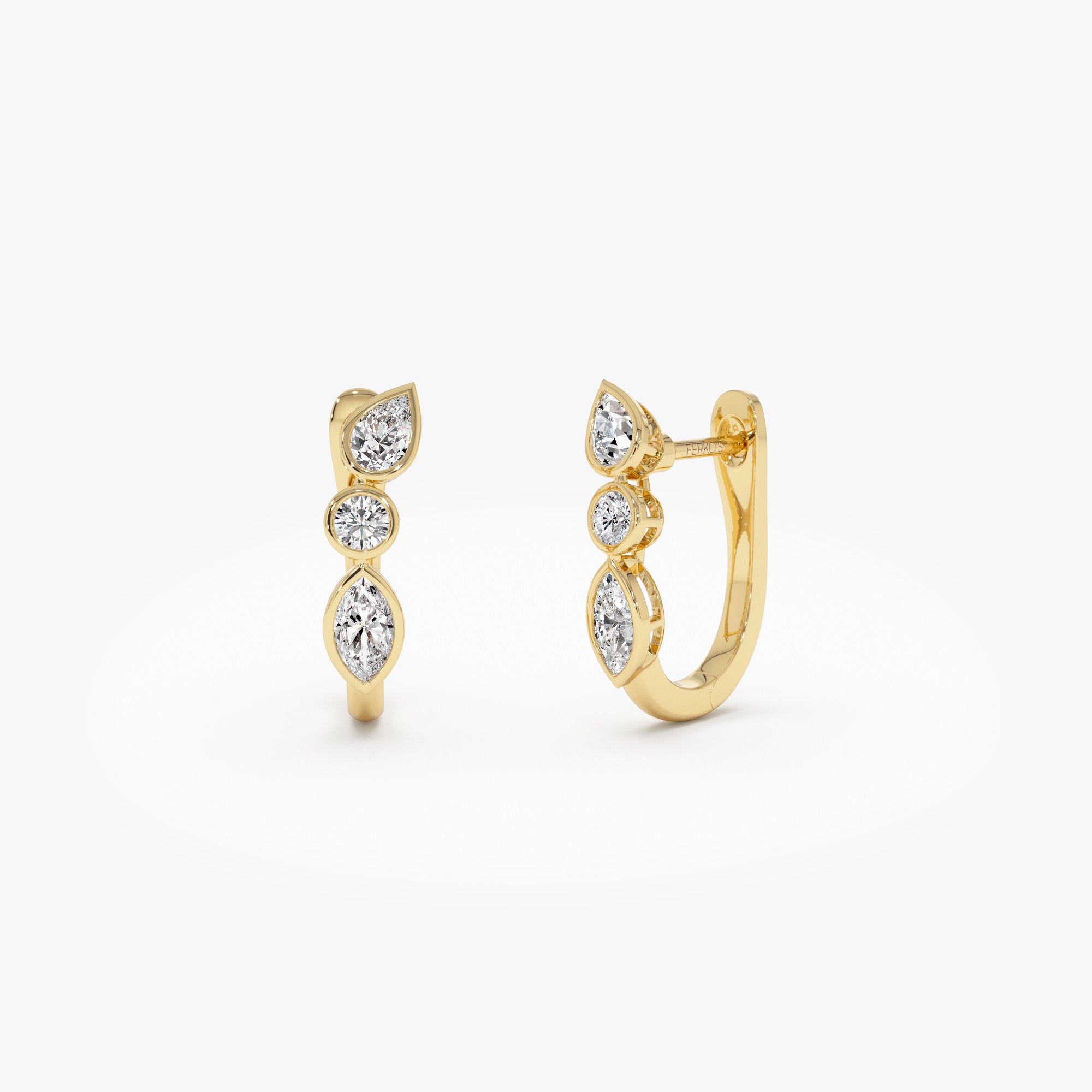 OBFJ0434 - 0.65 ctw 14k Marquise & Round Cut Lab Grown Diamond Hoop Earrings -  Illaria 1